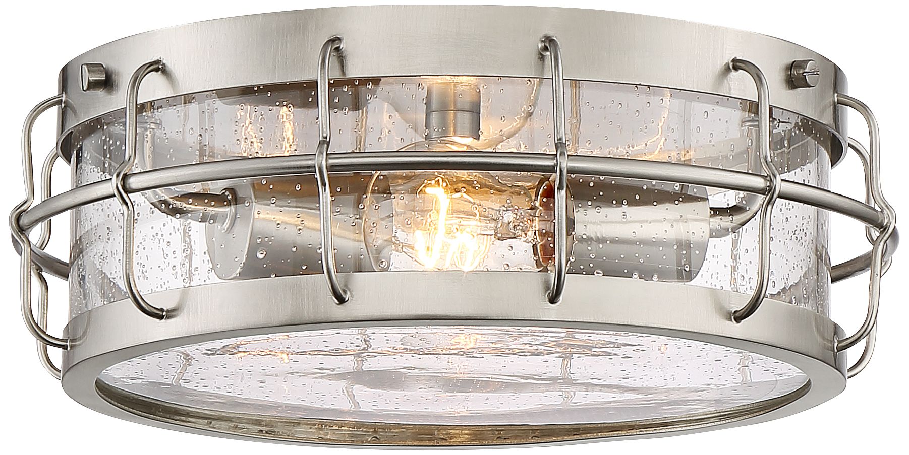 Aya 13 1/4" Wide Satin Nickel Caged Metal Ceiling Light 24C17