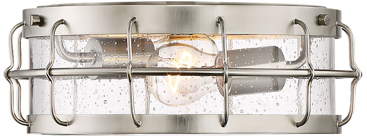 Aya 13 1/4" Wide Satin Nickel Caged Metal Ceiling Light 24C17