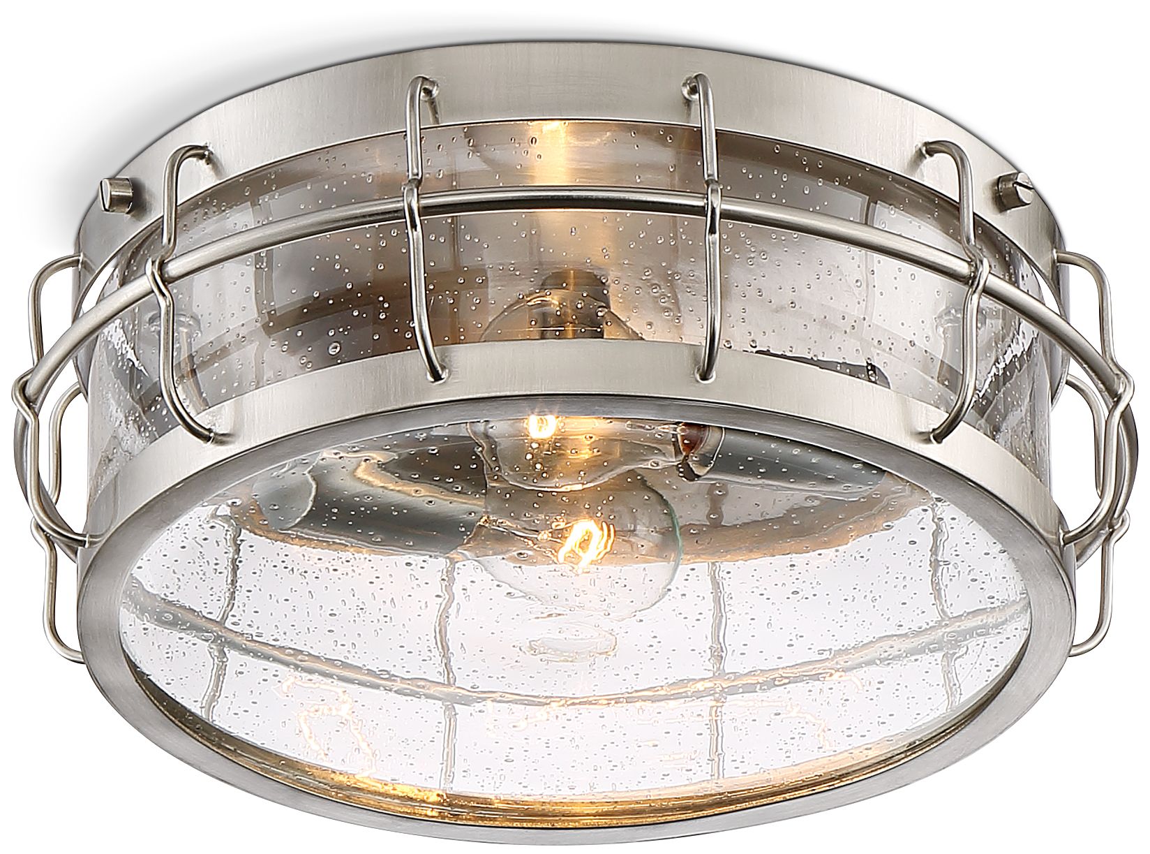 Aya 13 1/4" Wide Satin Nickel Caged Metal Ceiling Light 24C17