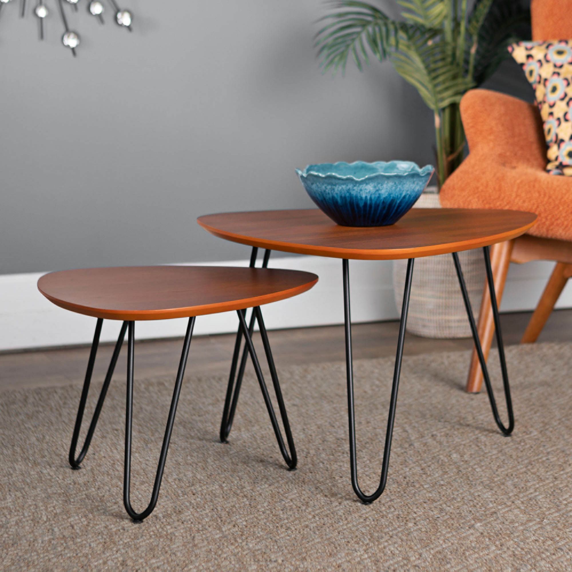 Salish Walnut Wood 2Piece Modern Nesting Coffee Table Set