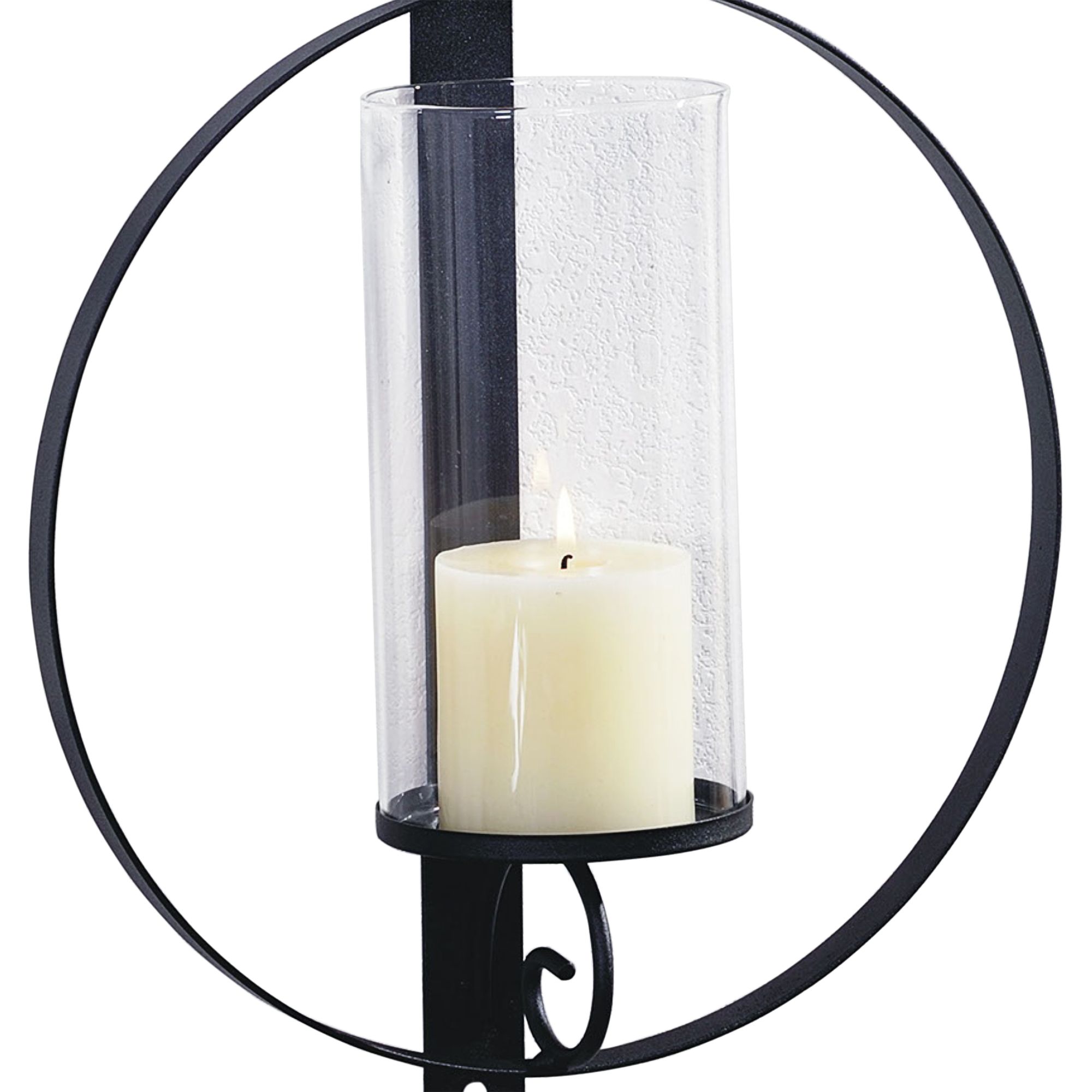Northwood Orbit II Black Wall Sconce Pillar Candle Holder 287A0