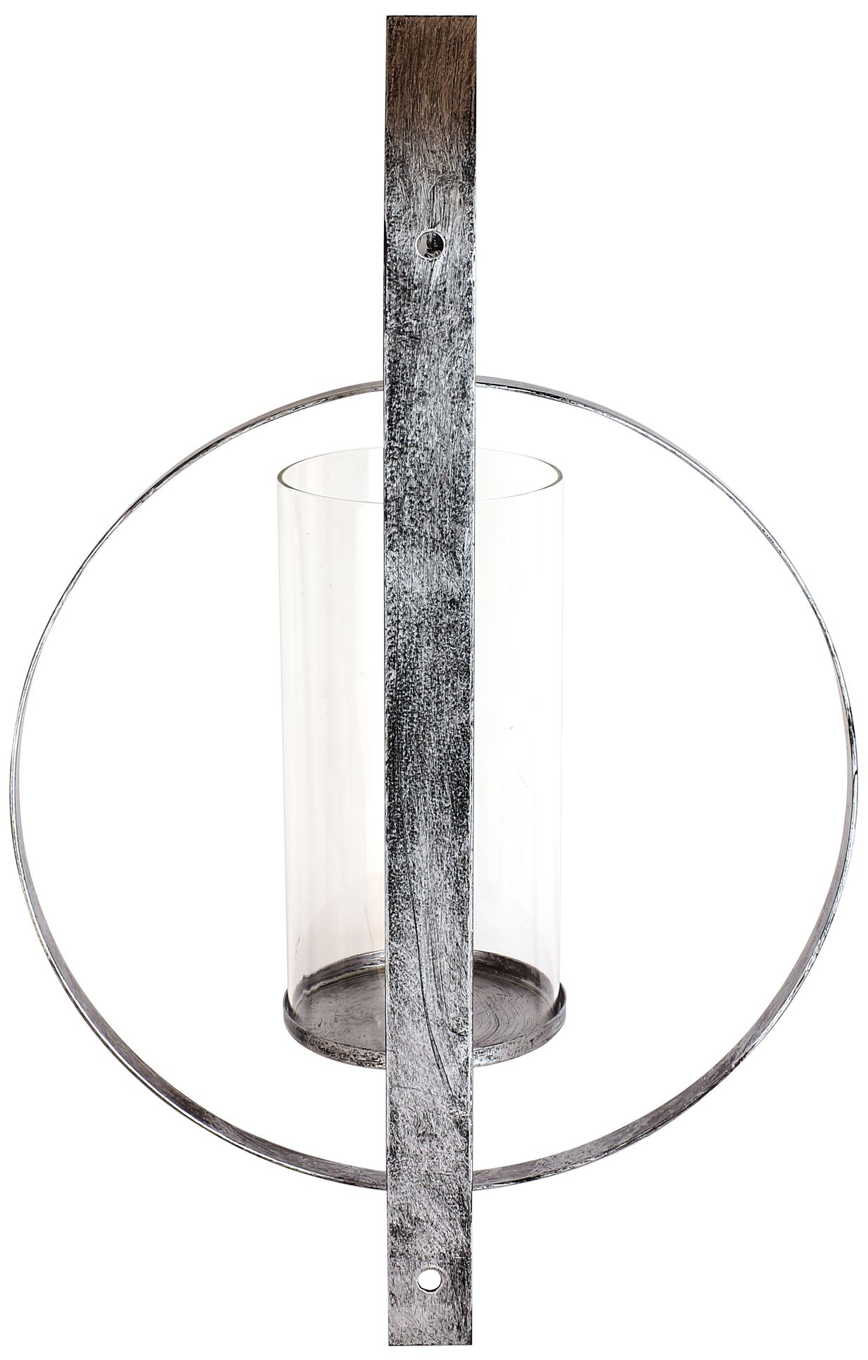 Orbit II Antique Silver Wall Sconce Pillar Candle Holder 290A0