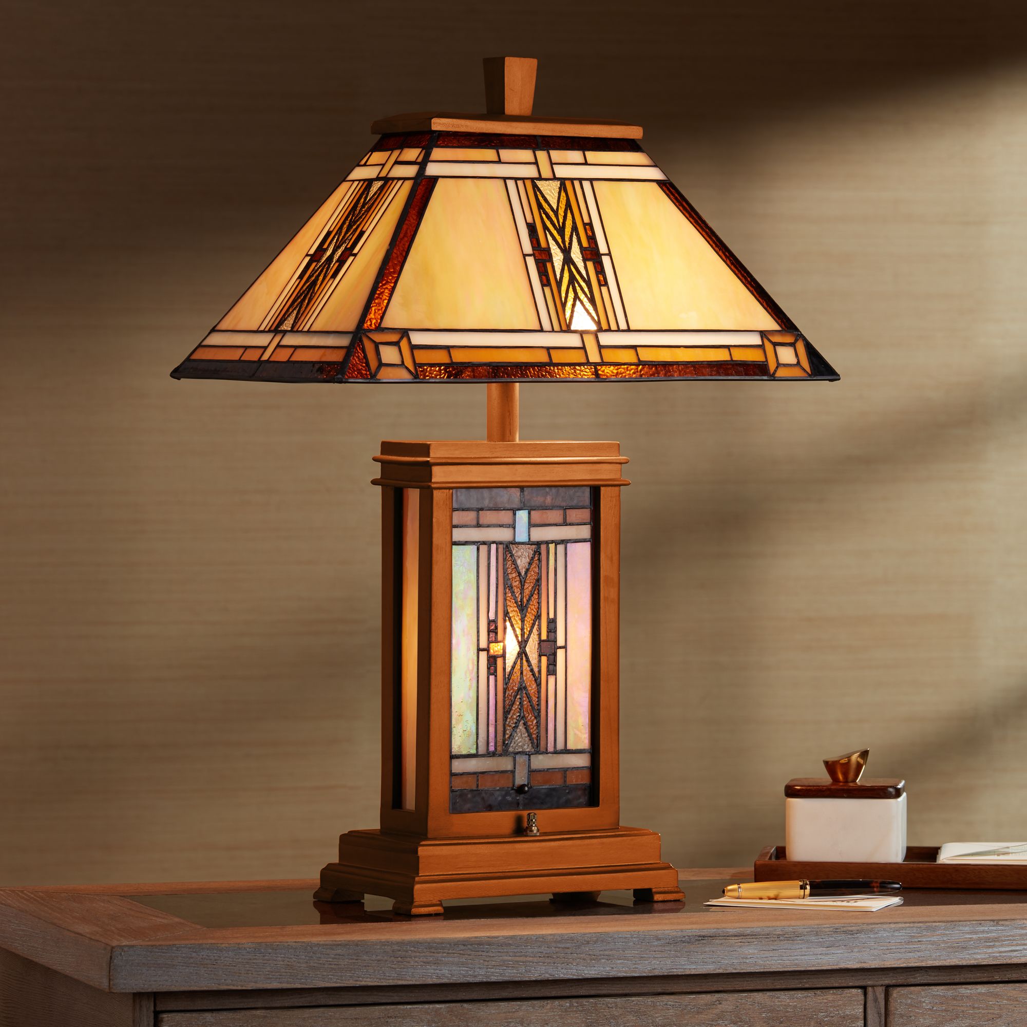 Small Mission Style Table Lamps Walnut Mission Collection TiffanyStyle Table Lamp 29553 Lamps Plus