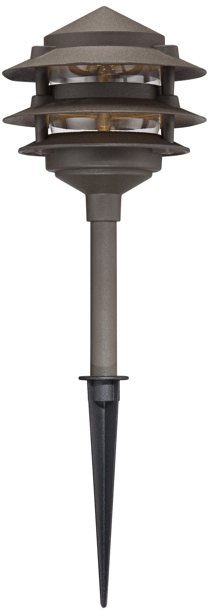 ThreeTier Pagoda 12" H Bronze LED Landscape Path Light 2C488
