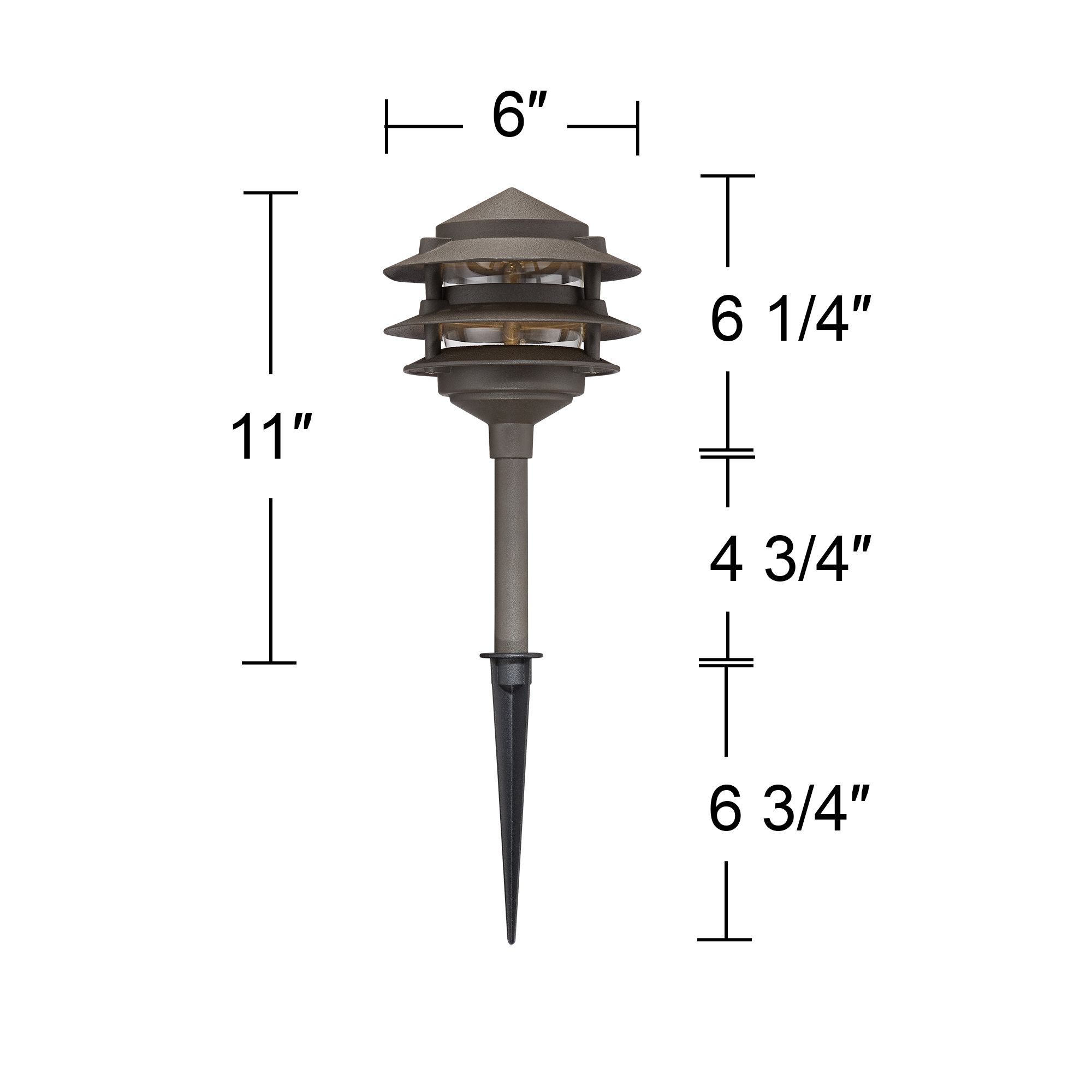 ThreeTier Pagoda 12" H Bronze LED Landscape Path Light 2C488