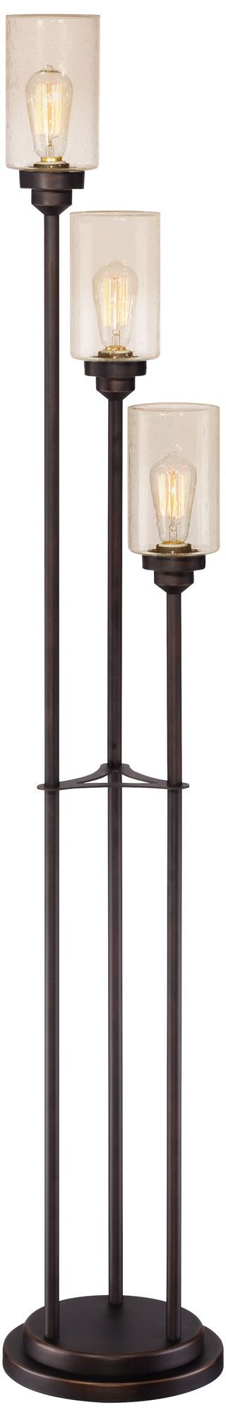 Libby Oiled Bronze and Seeded Glass LED 3Light Tree Floor Lamp