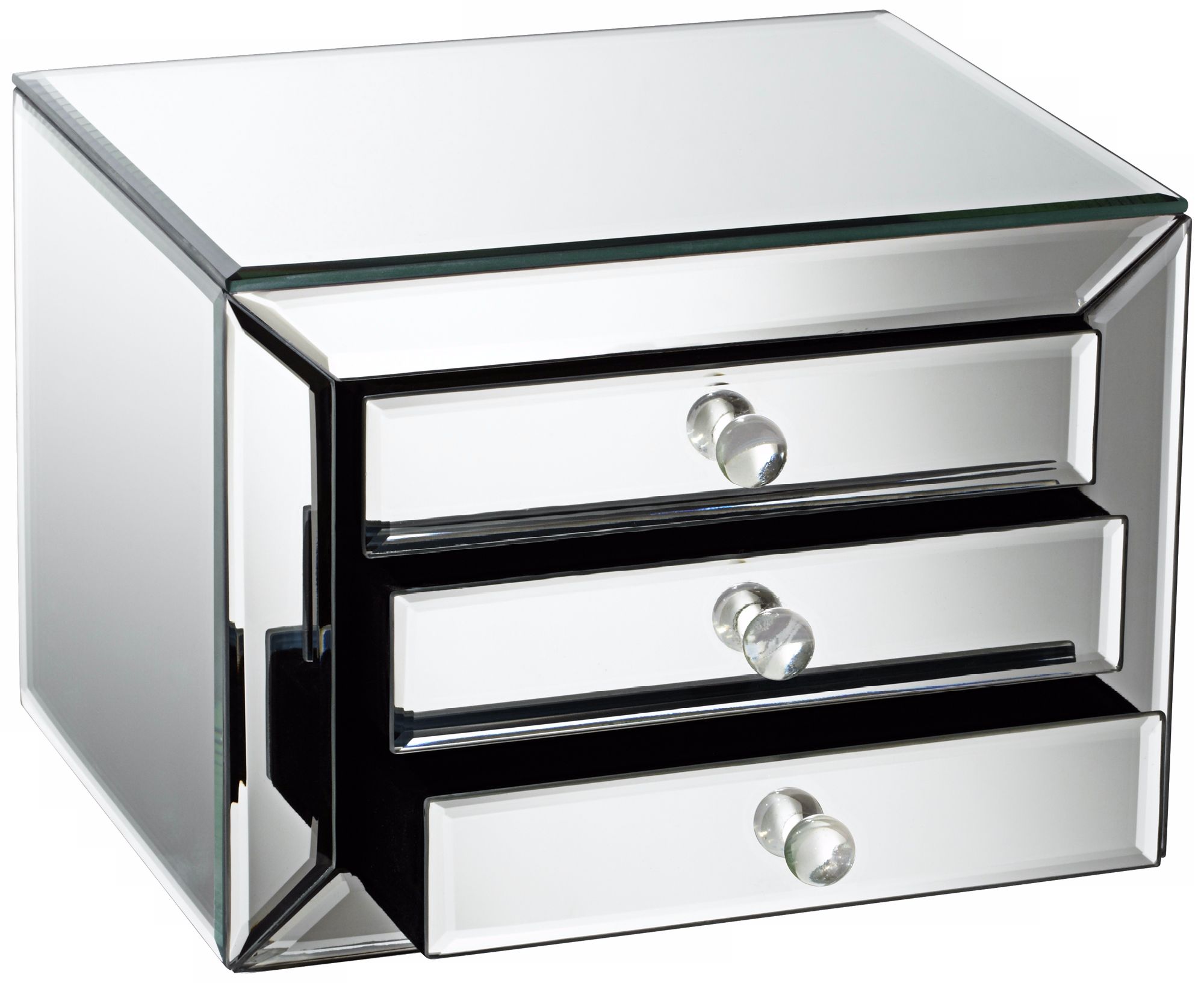 Mirrored Glass 3Drawer Jewelry Box 2P036 Lamps Plus