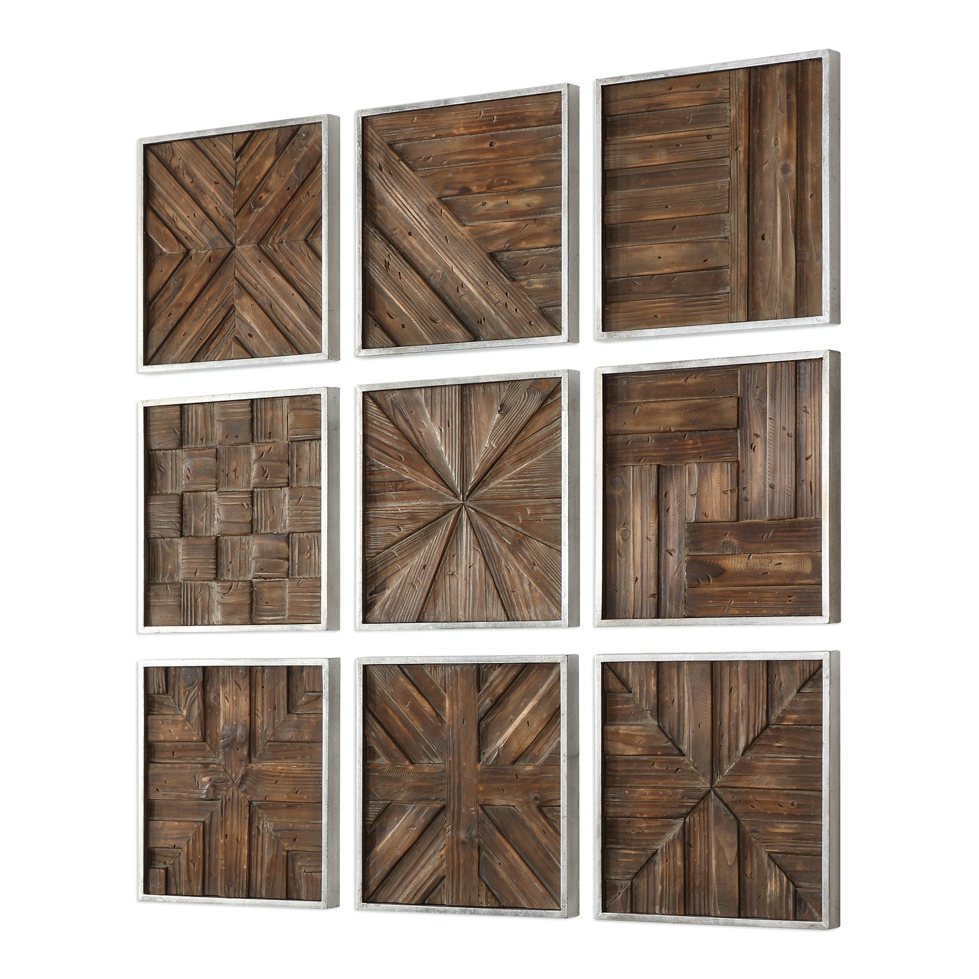 Uttermost Bryndle 12 1/2" Square 9Piece Wood Wall Art Set 31C62