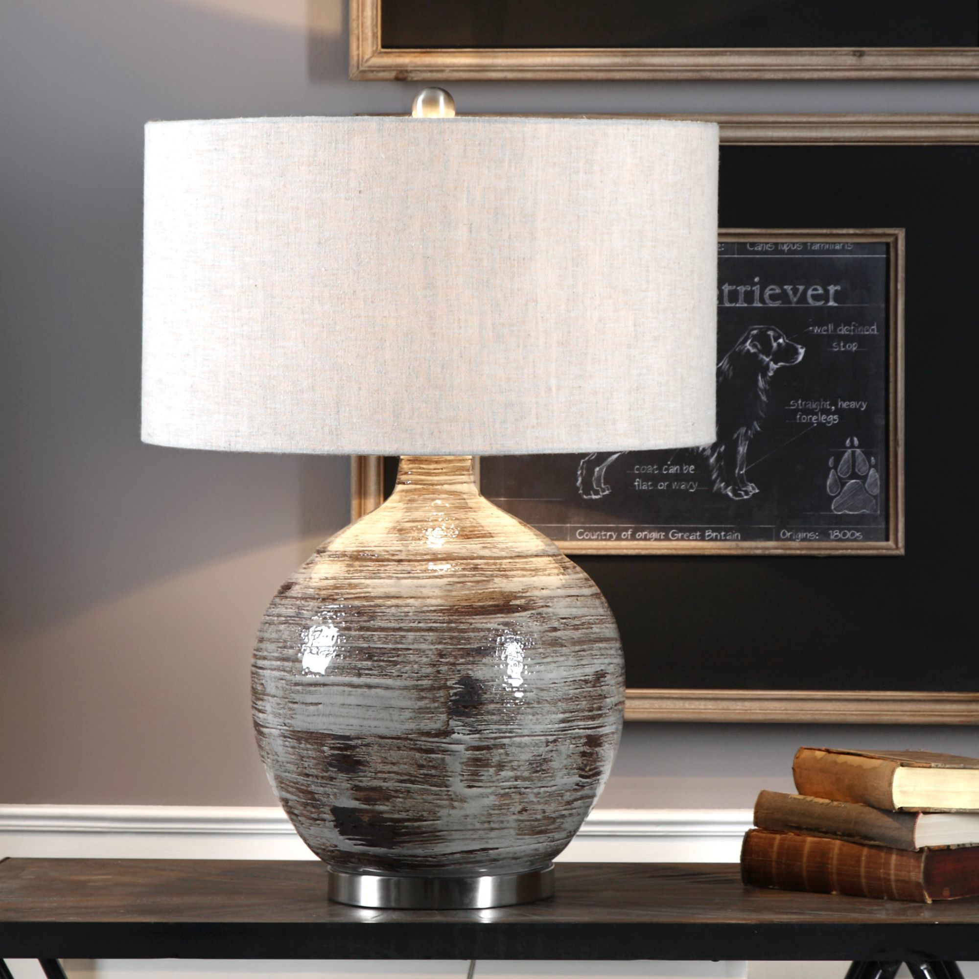 Uttermost Tamula Distressed BlueGray Ceramic Table Lamp 32P41