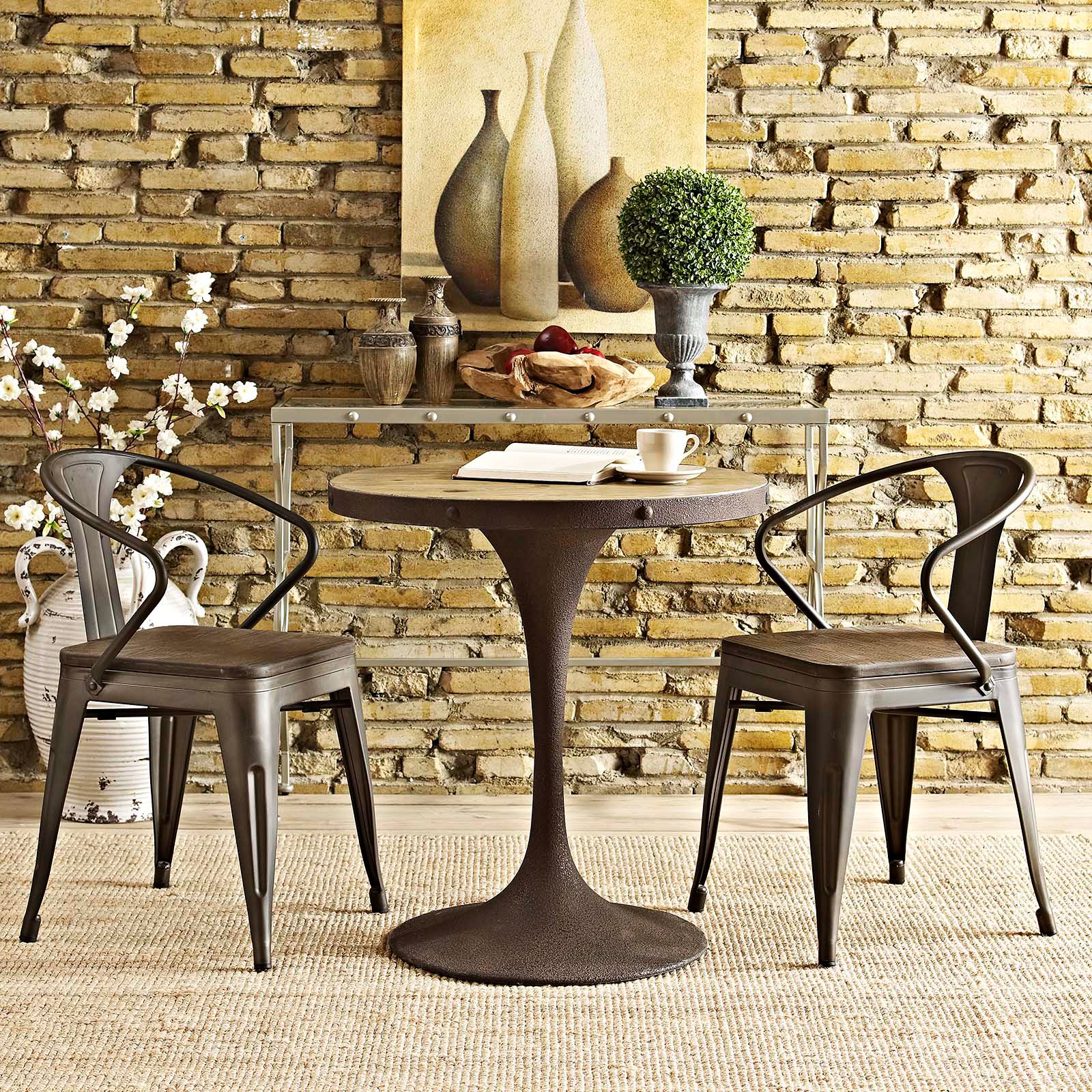 Small Round Modern Dining Table Drive 30" High Brown Small Round Modern Dining Table 33R84 Lamps Plus