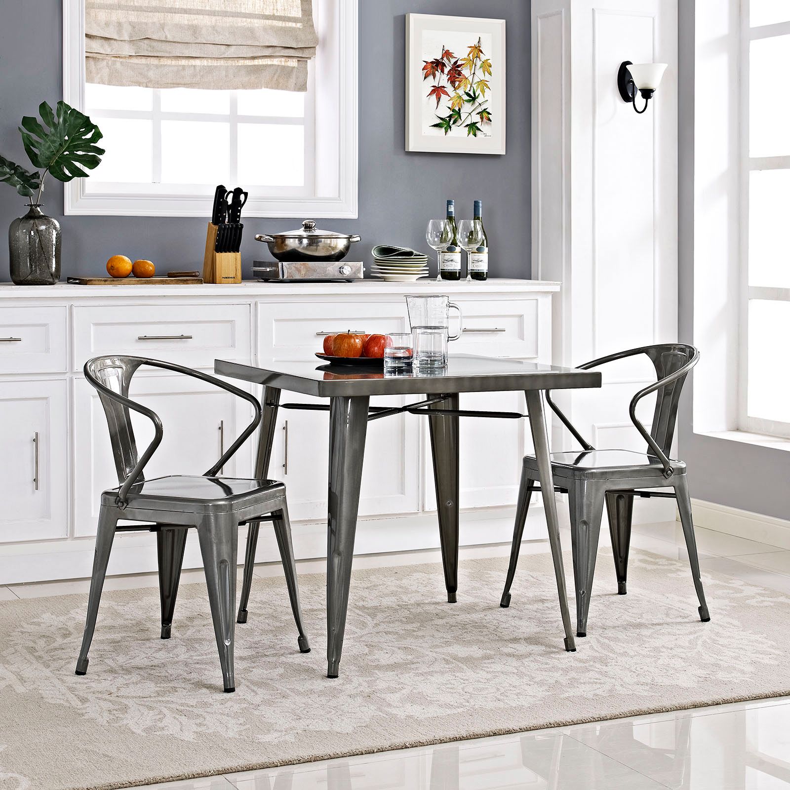 Alacrity 32" Wide Gunmetal Gray Square Metal Dining Table 33R93