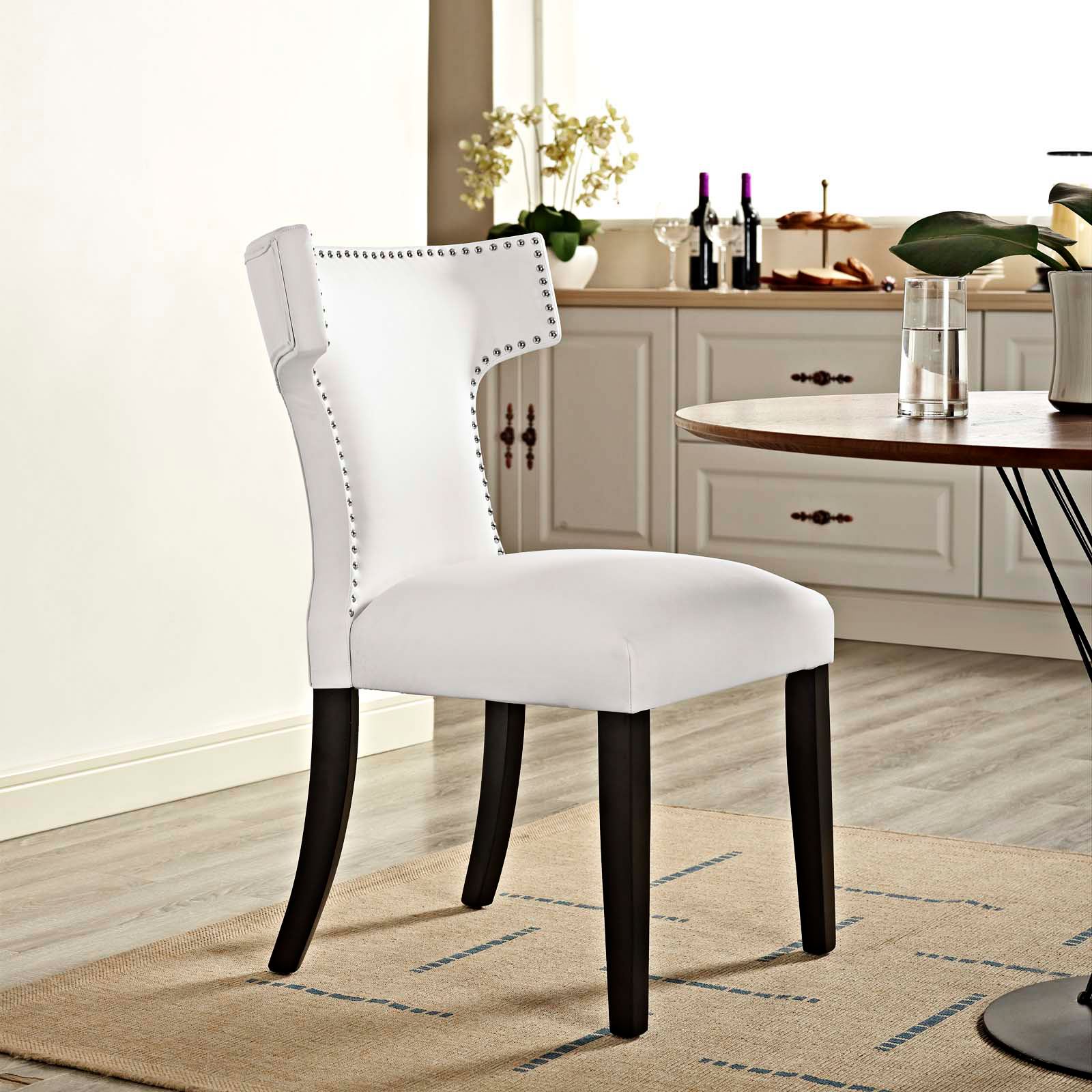Curve White Vinyl Dining Chair 33T42 Lamps Plus