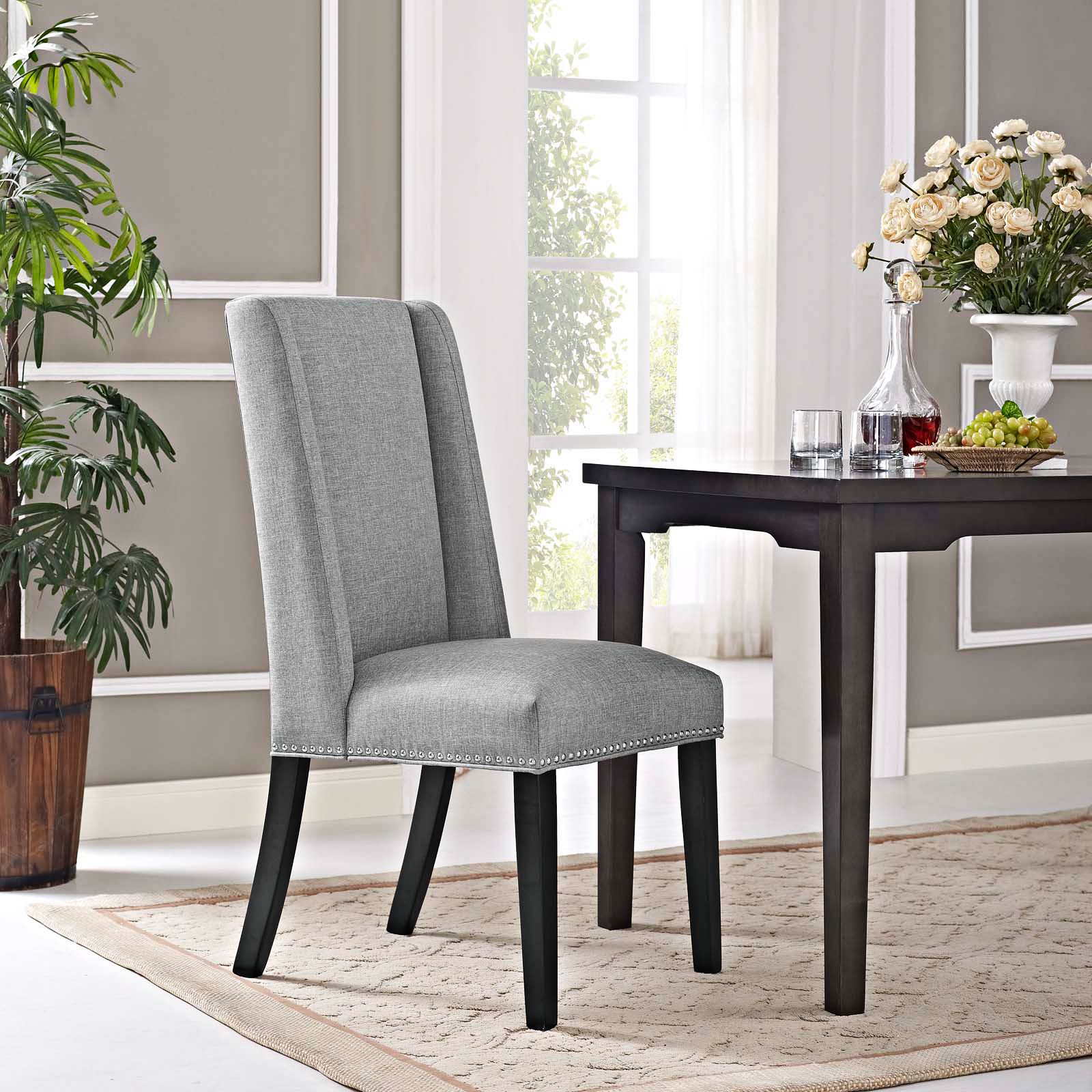 Baron Light Gray Fabric Dining Chair 33T54 Lamps Plus