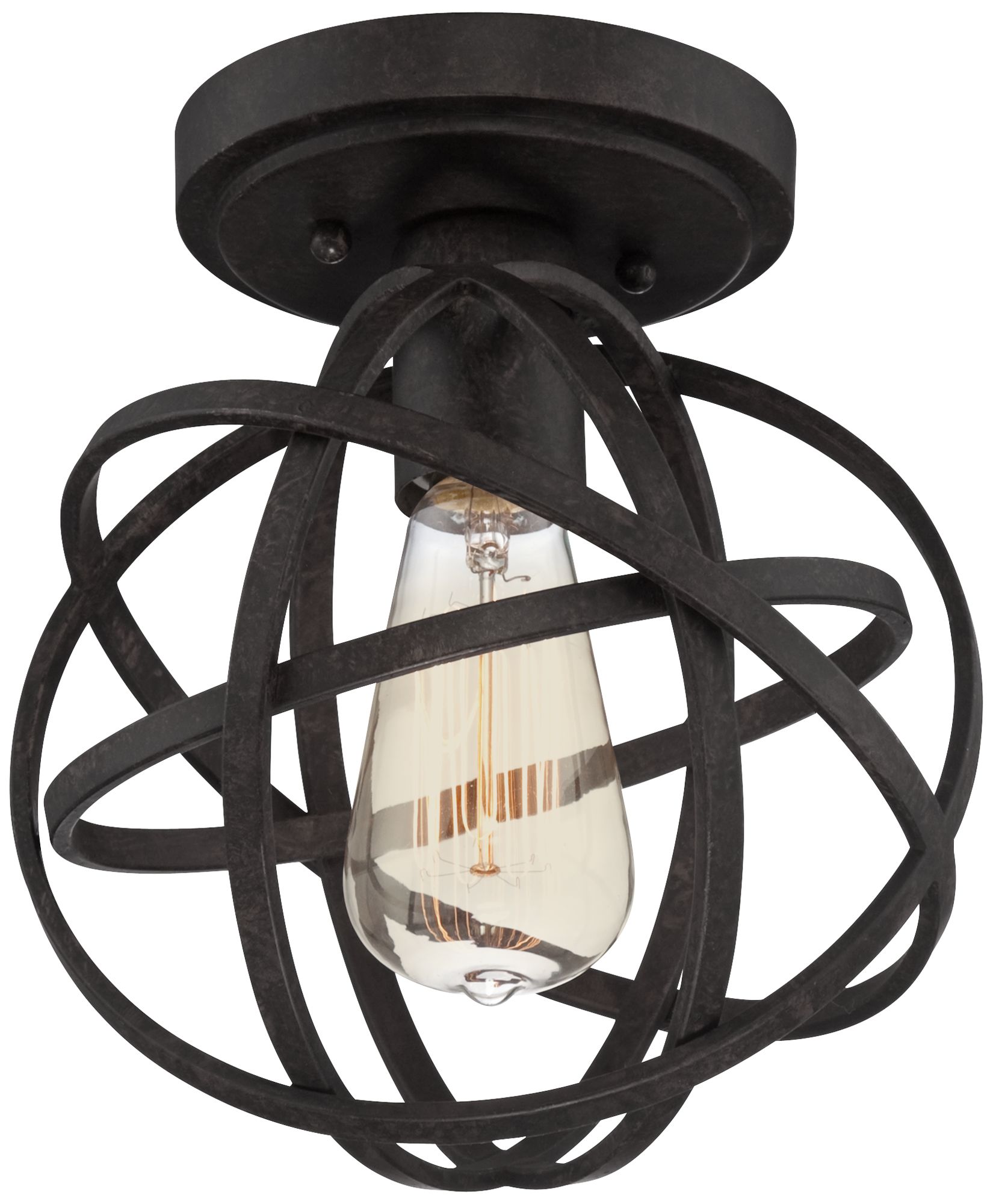 Industrial Atom 8" Wide Edison Black LED Ceiling Light 35F37 Lamps