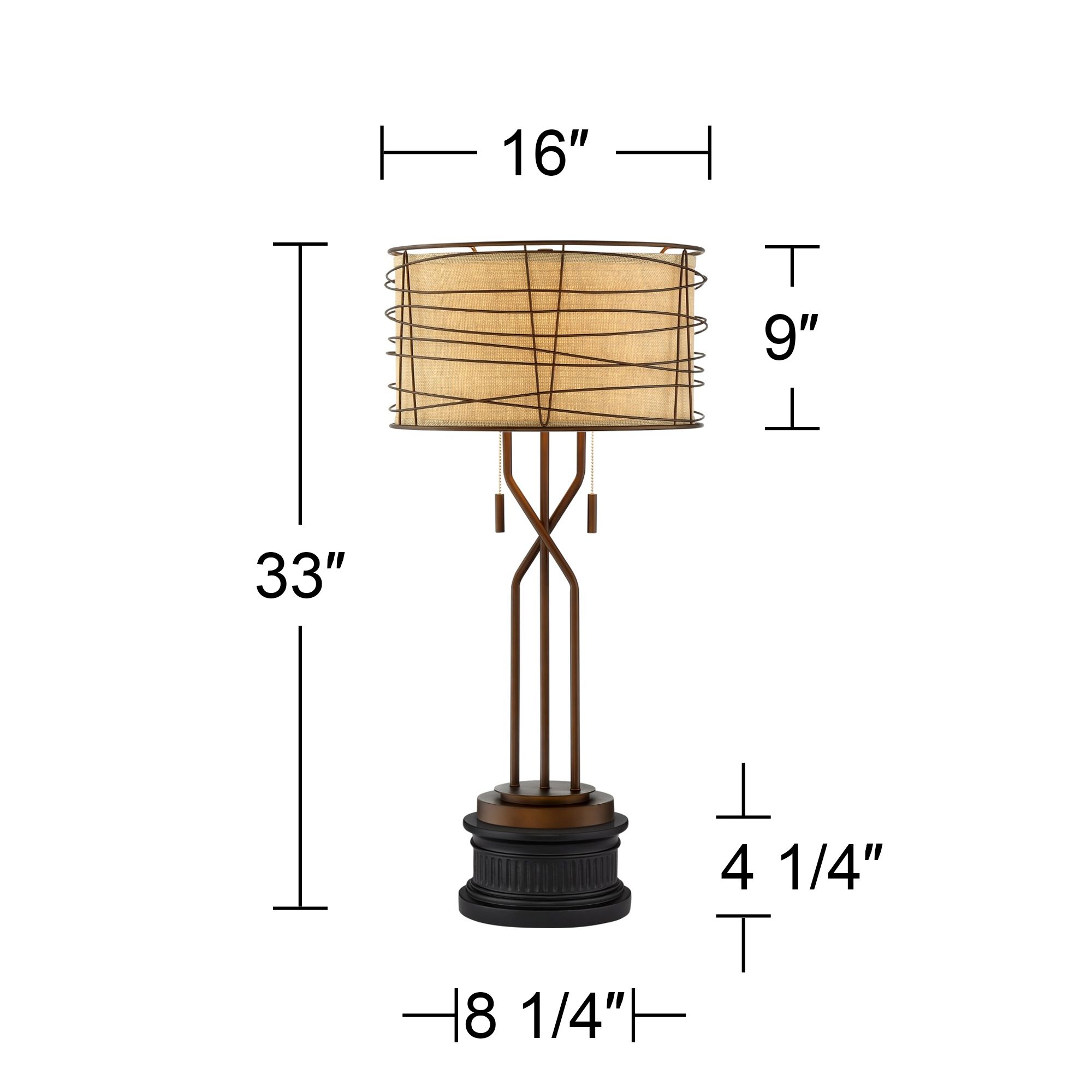 Marlowe Bronze Woven Metal Table Lamp With Black Round Riser 377N0