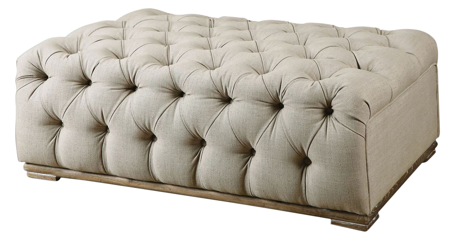 Uttermost Kaniel Antique White Fabric ButtonTufted Bench