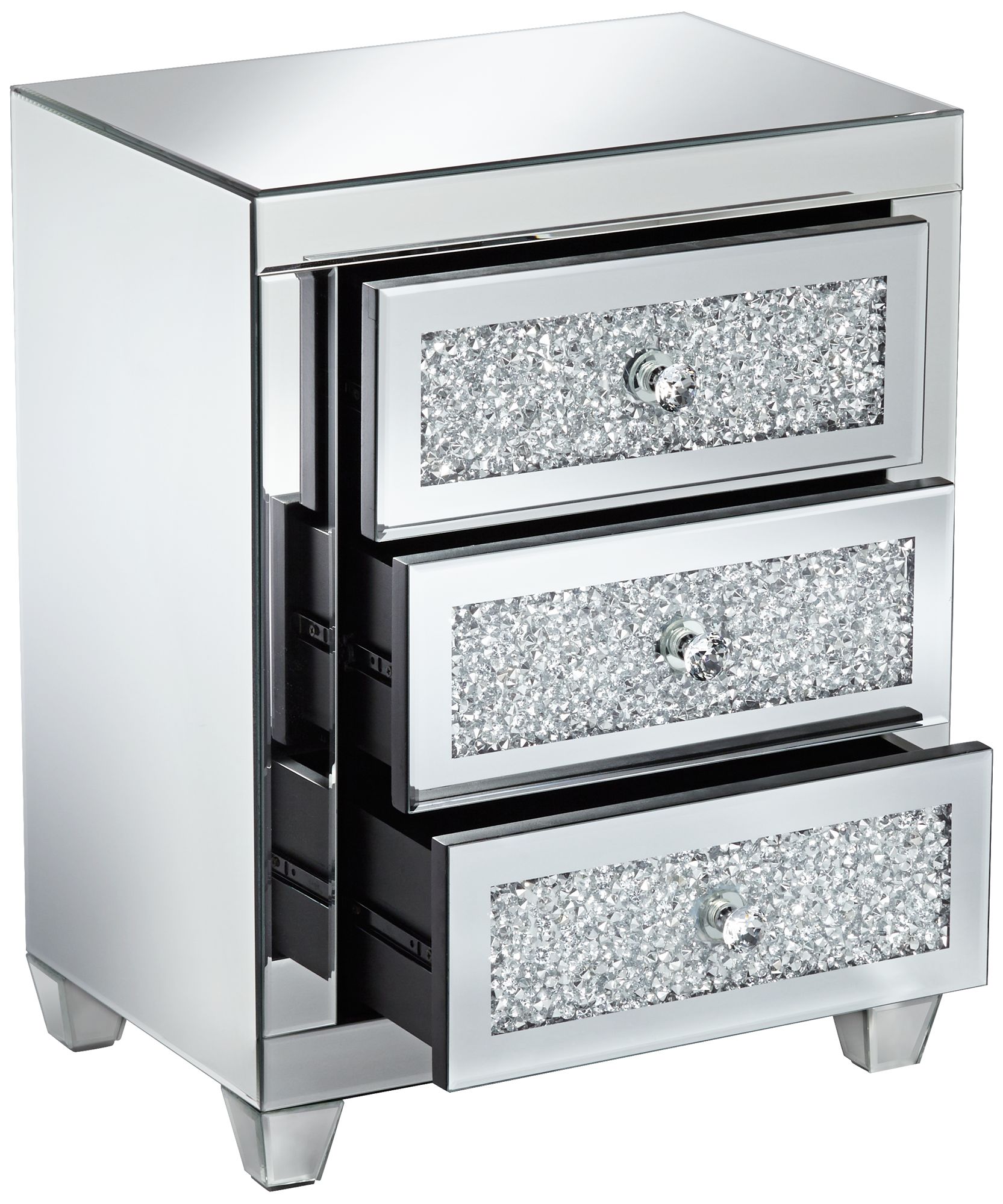 Gia 20" Wide Mirrored Silver 3Drawer Side Table 37V58