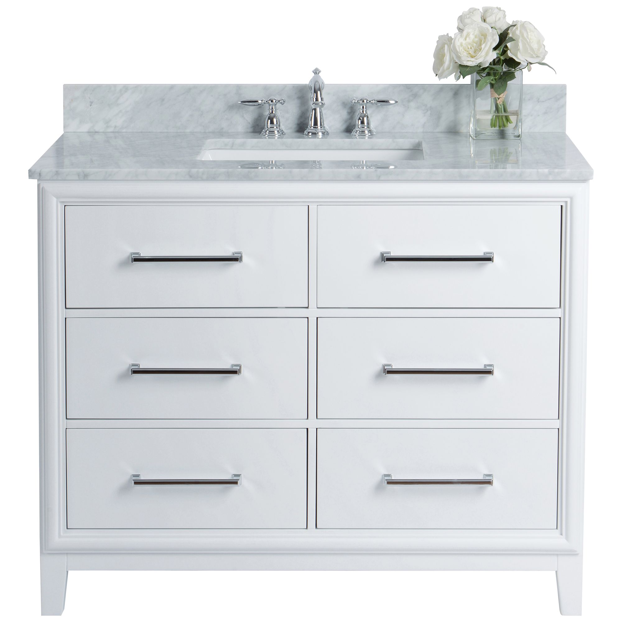 Ellie 42" White 6Drawer Single Sink Vanity Set 37W22 Lamps Plus