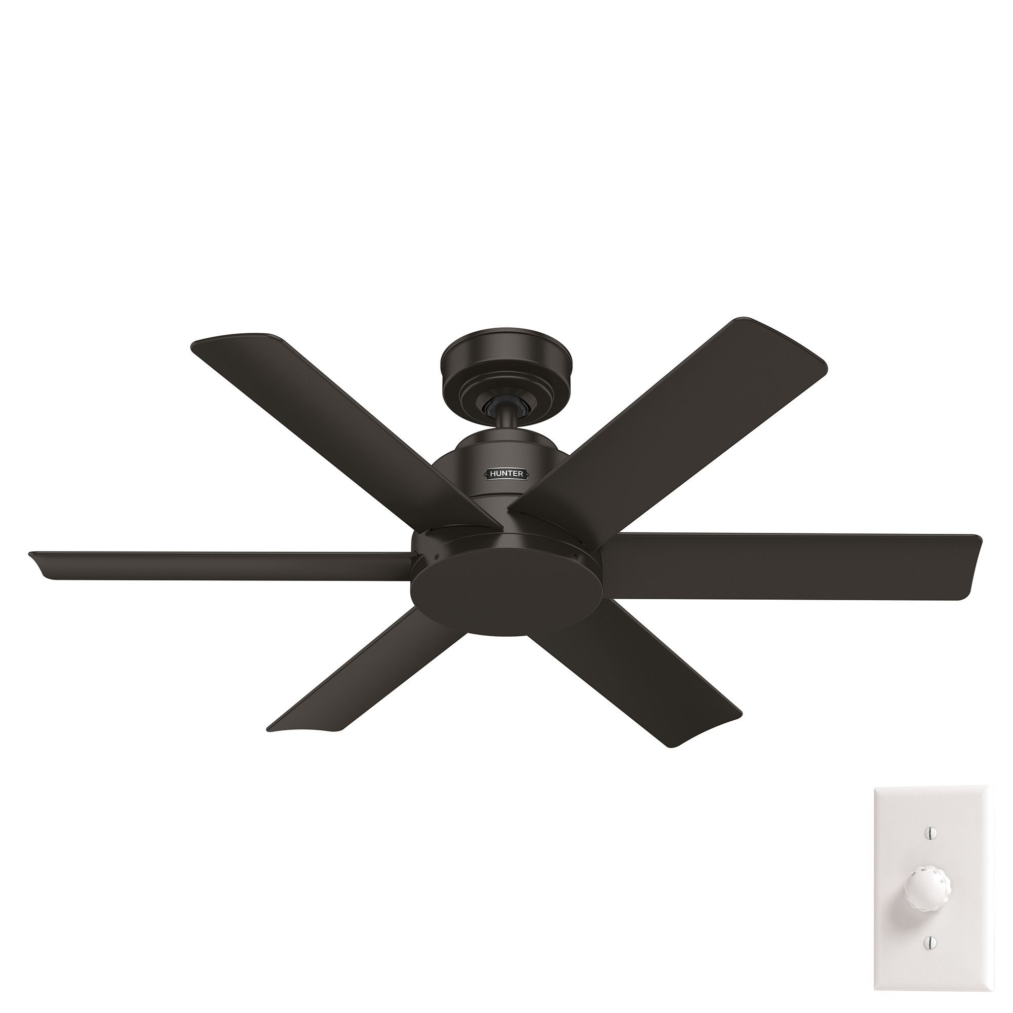44" Hunter Kennicott Bronze Damp Rated Ceiling Fan with Wall Control