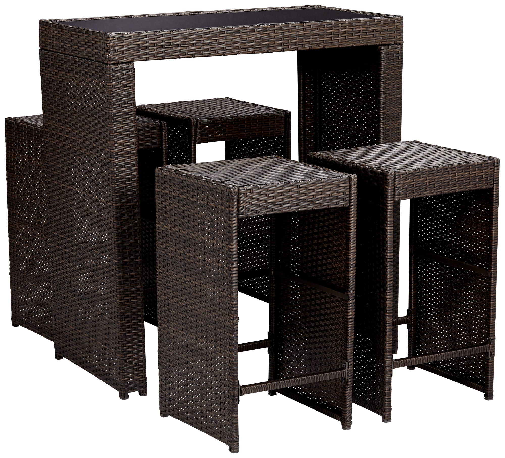 Port Henry Brown Wicker 5Piece Outdoor Bar Set 38C49 Lamps Plus