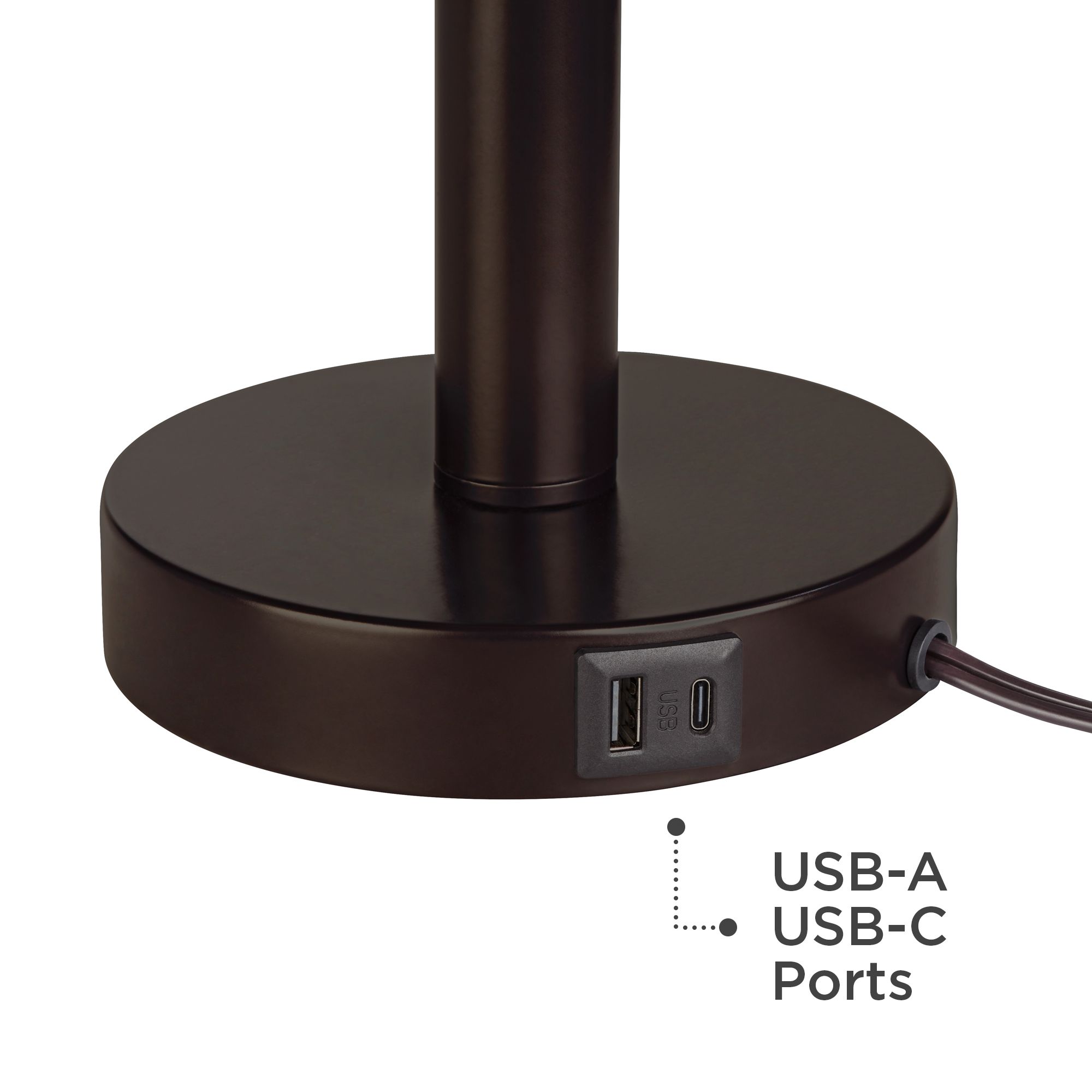 Bernie Industrial Bronze Table Lamp with USB Set of 2 38E40 Lamps Plus