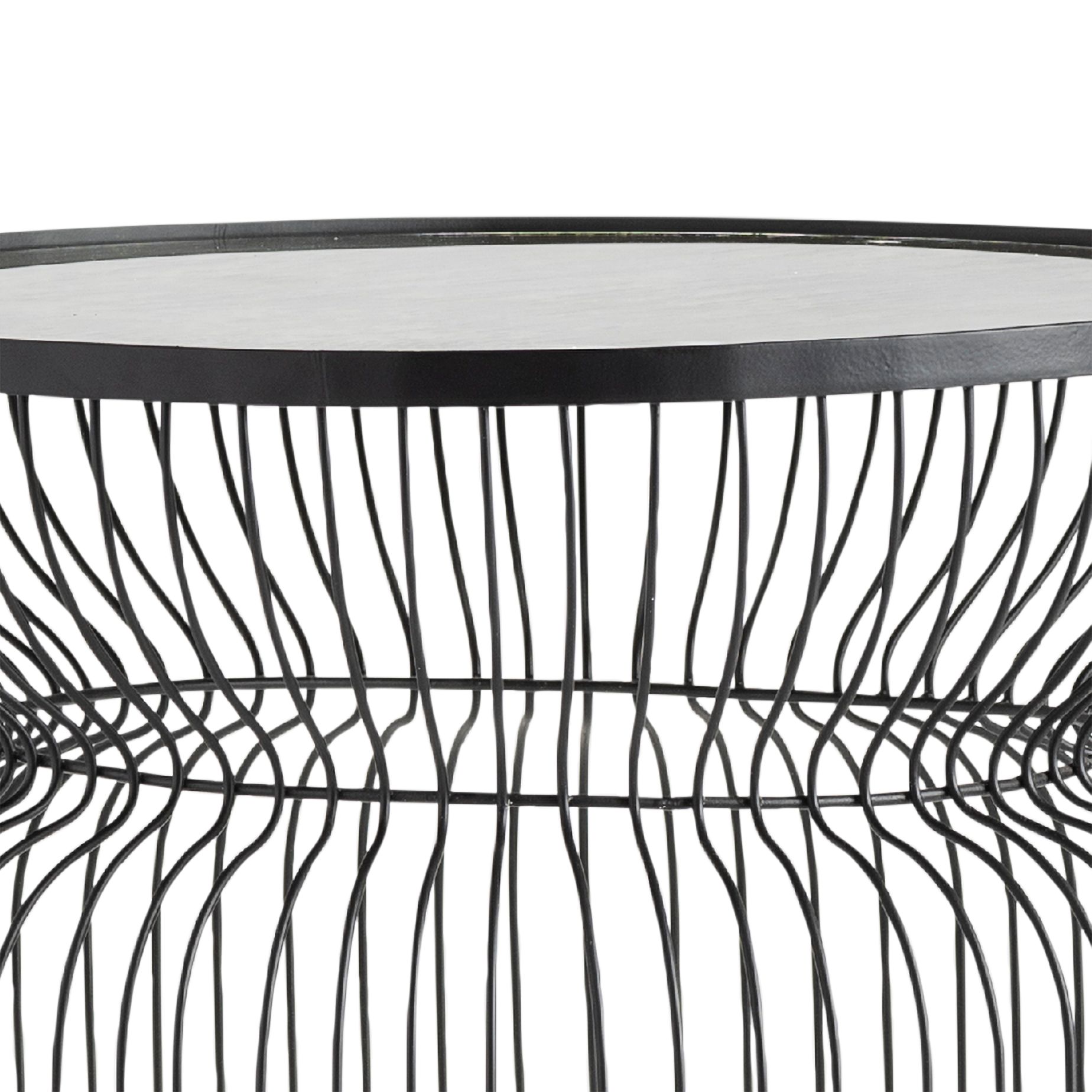 Montreal 22" Wide Round Marble and Metal Wire End Table 397D0