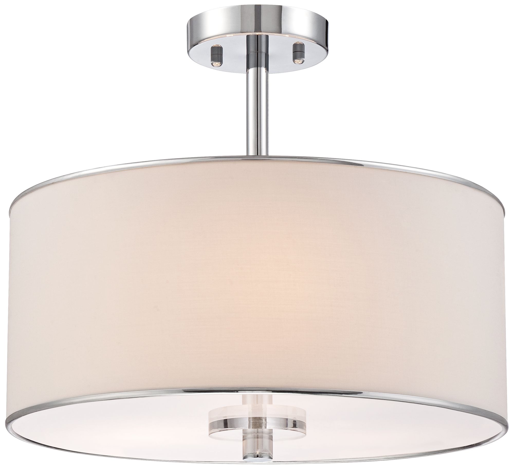 Elsa 16" Wide White Fabric Drum Shade Ceiling Light 3C718 Lamps Plus