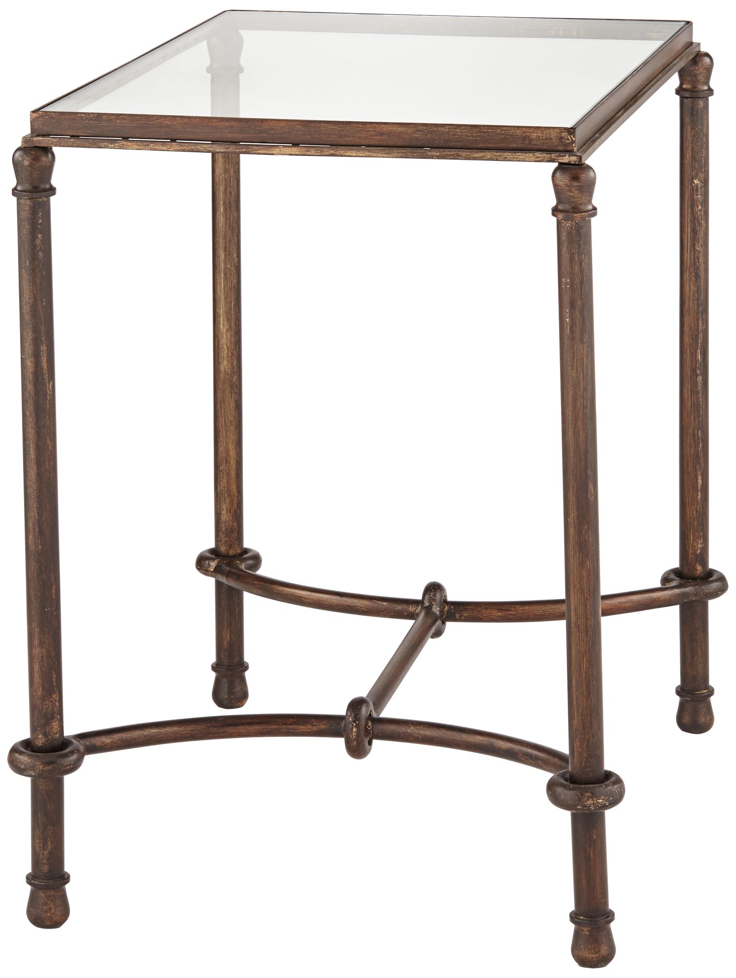 Uttermost 25" Wide Warring Rustic Bronze and Glass End Table 3M641 Lamps Plus