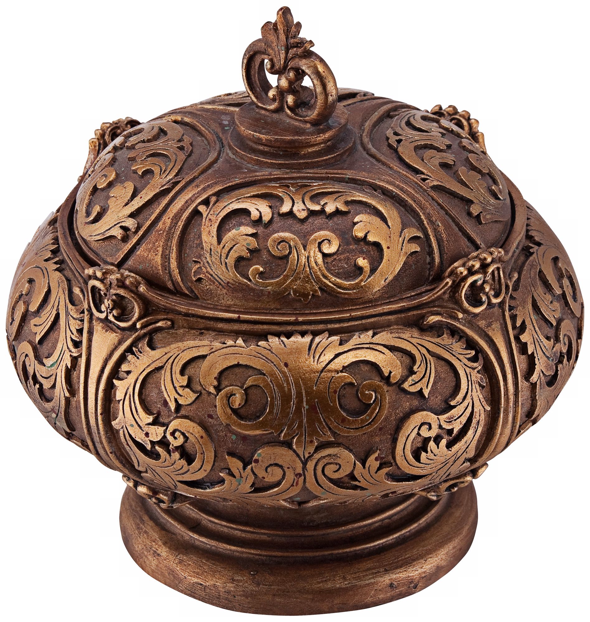 Petroni Antique Gold Decorative Jewelry Box 3Y185 Lamps Plus