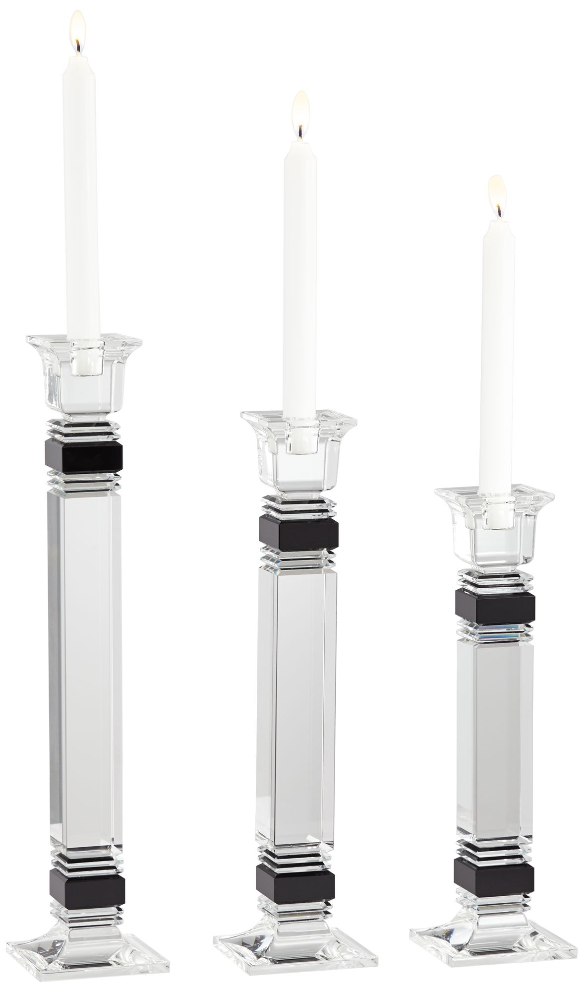Black Crystal Taper Candle Holder Set of 3 40C46 Lamps Plus