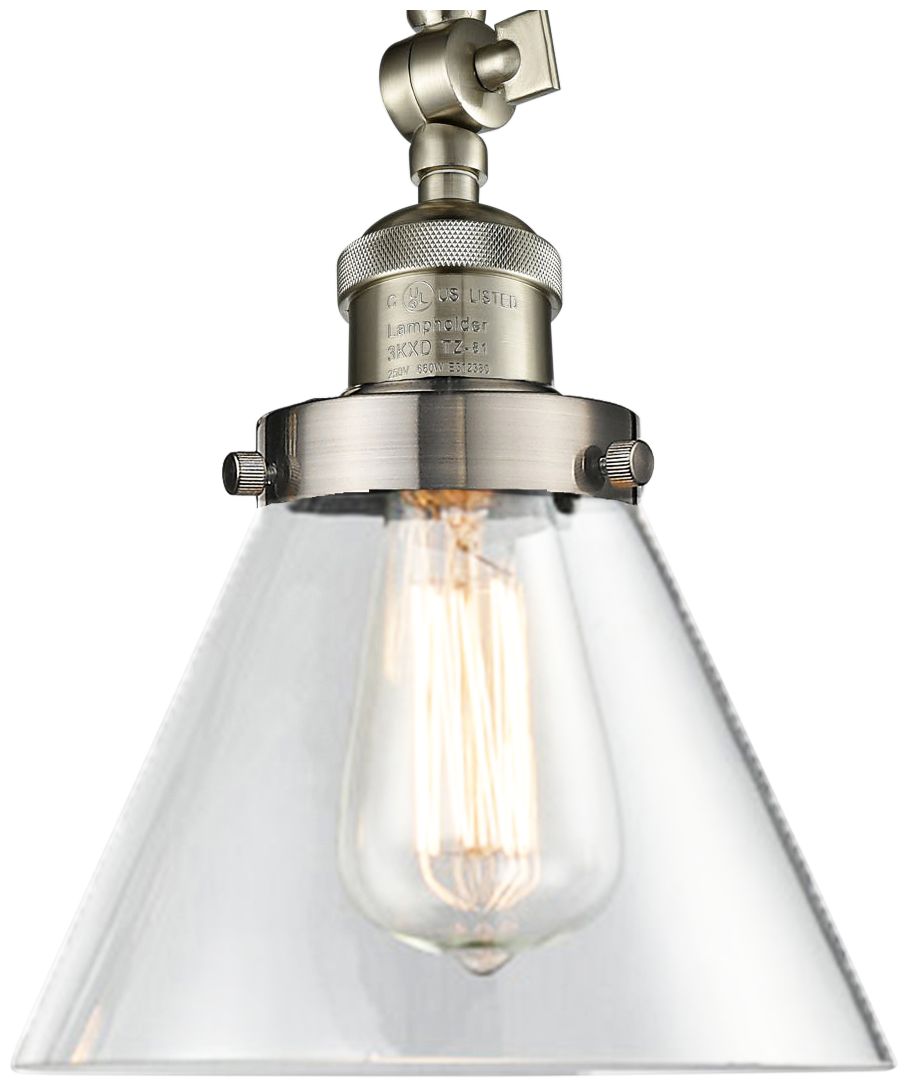 Large Cone 8"W Satin Brushed Nickel Adjustable Ceiling Light 40Y20