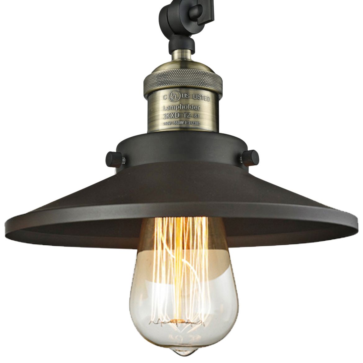 Railroad 8" Wide Black and Brass Adjustable Ceiling Light 40Y23