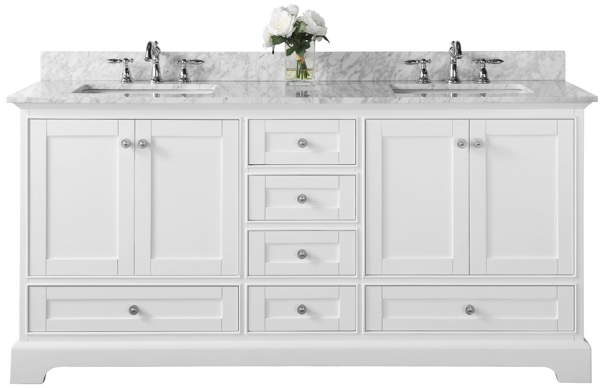 Audrey 72" White 6Drawer Double Sink Vanity 41R43 Lamps Plus