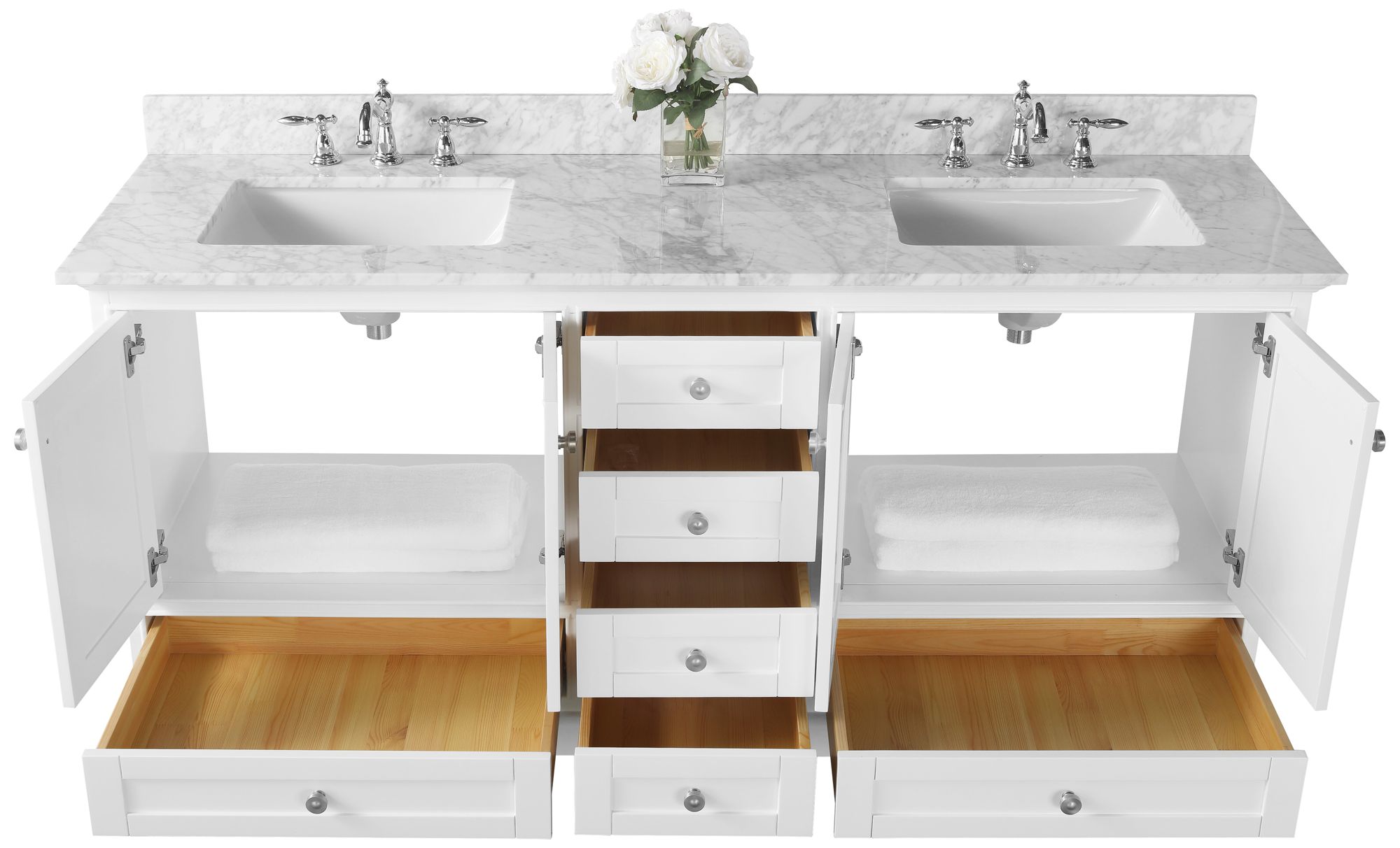 Audrey 72" White 6Drawer Double Sink Vanity 41R43 Lamps Plus
