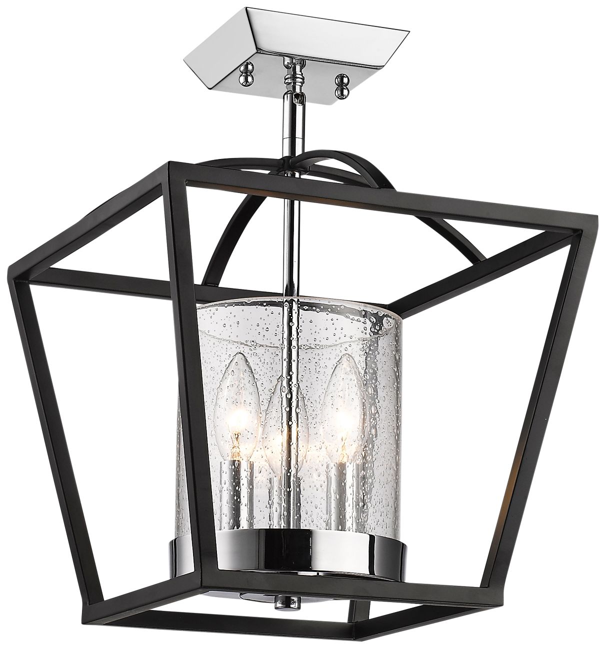 Mercer 11 3/4" Wide Black and Chrome 3Light Ceiling Light 42C42