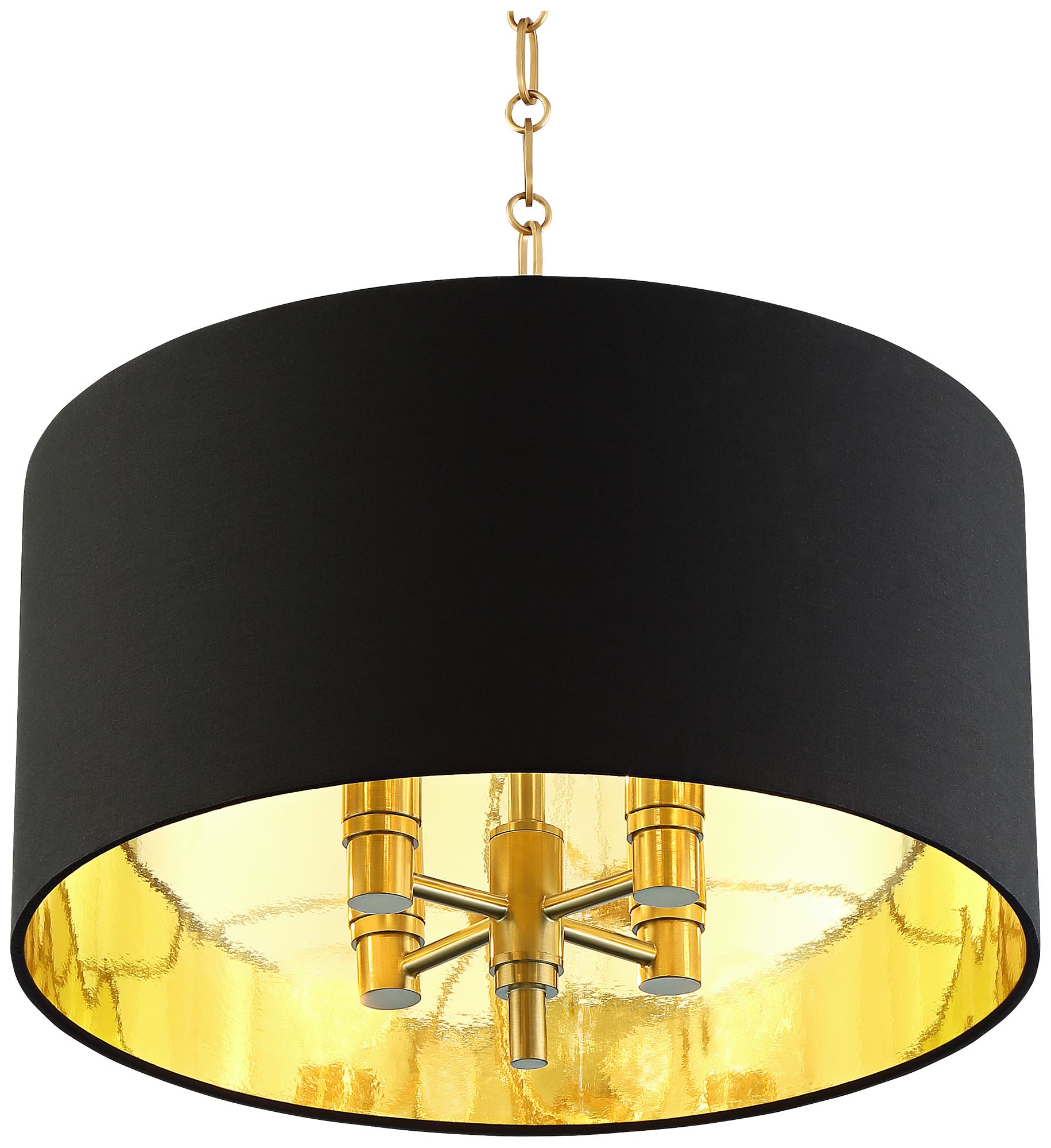 20" Wide Warm Gold Pendant Light With Black Shade 42E61 Lamps Plus