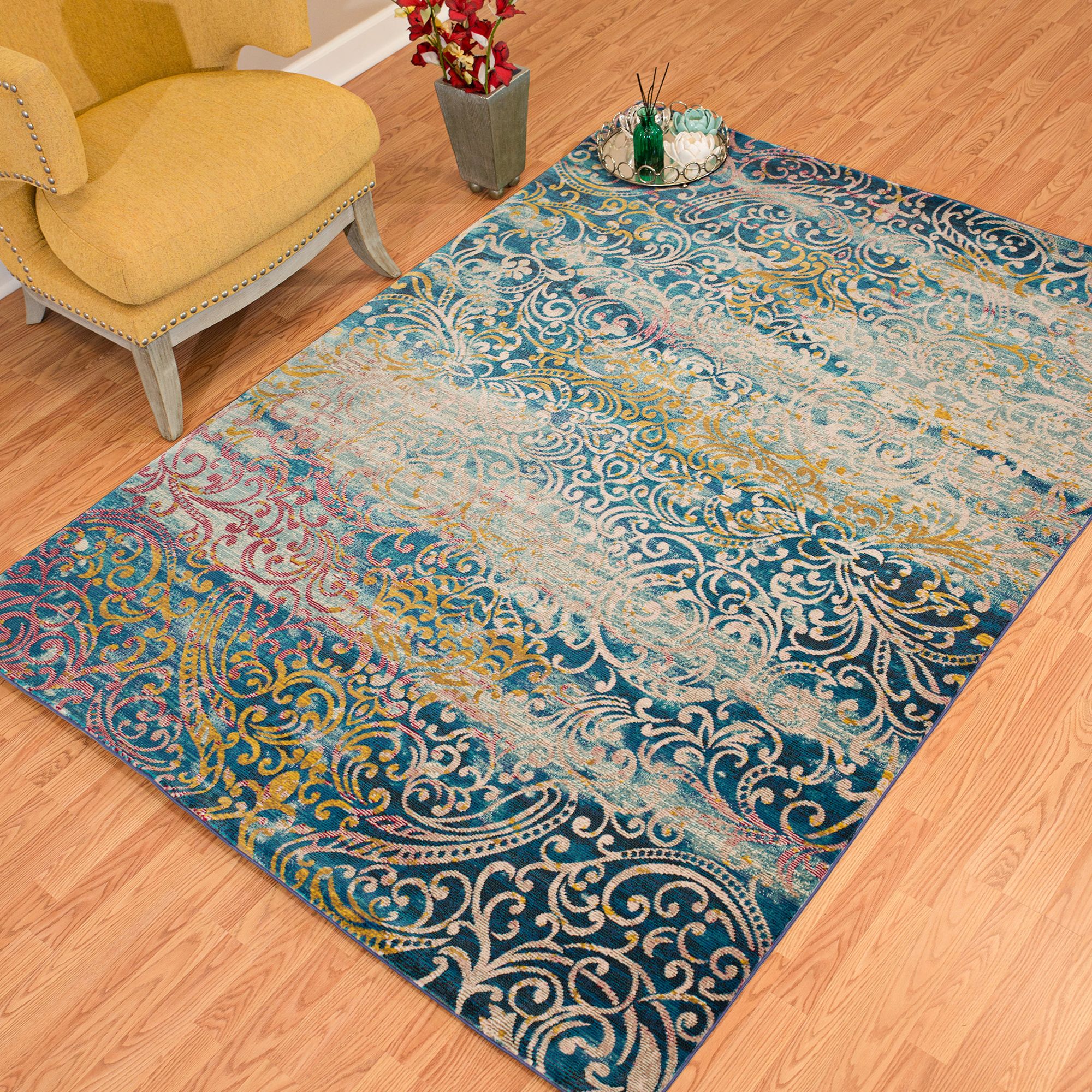 Rhapsody Midlothian Cyan Area Rug 42Y89 Lamps Plus