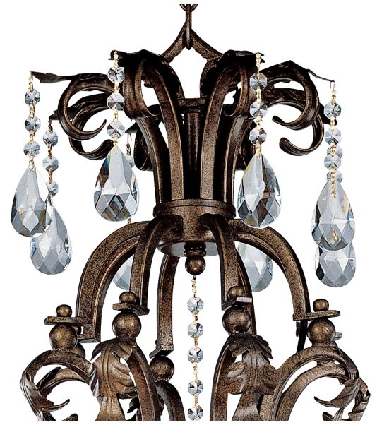 Iron Leaf 34" Wide Bronze and Crystal 12Light Chandelier 44422