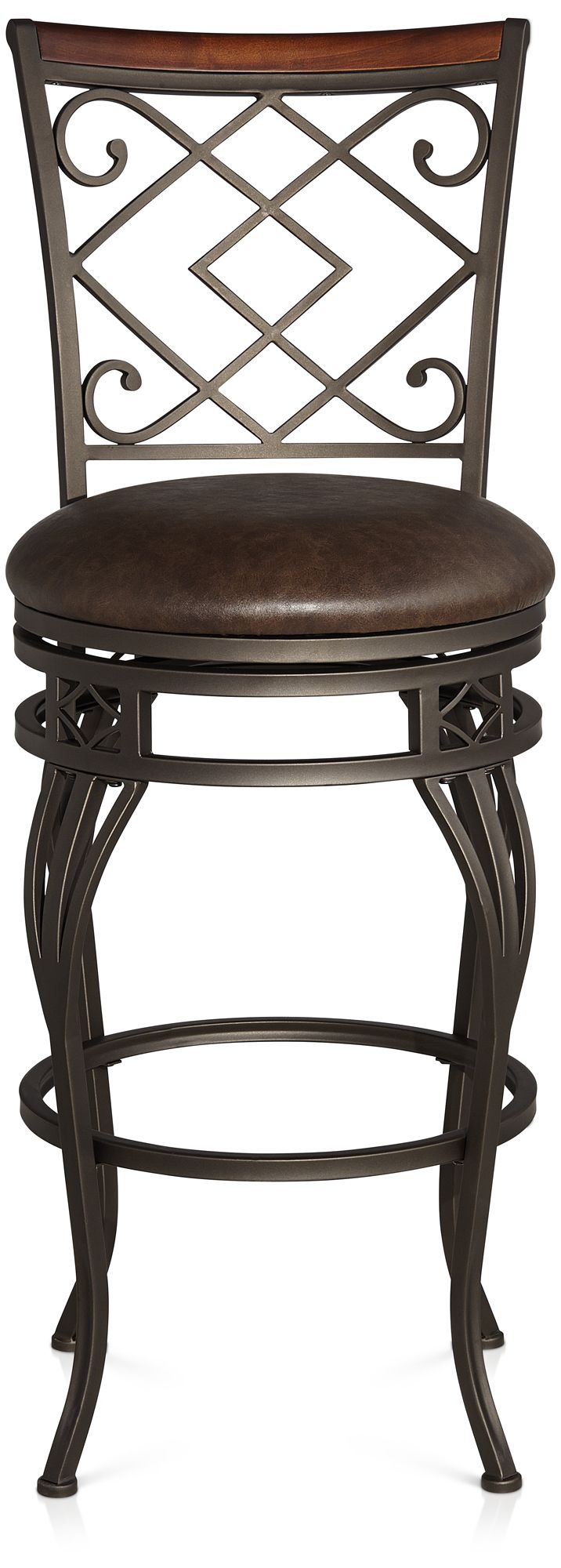 Hartley 30" Wood and Bronze Metal Swivel Bar Stools Set of 2 44E74