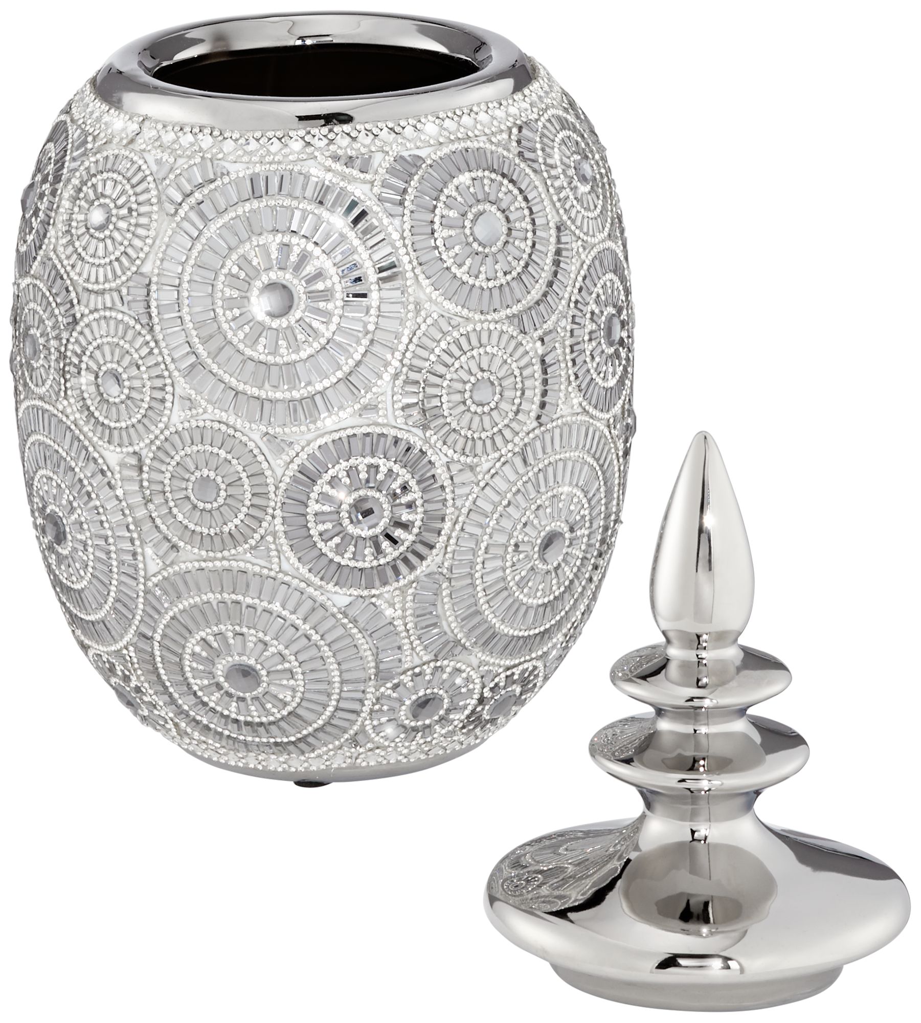 Silver 13" High Ceramic Decorative Jar with Lid 44K07 Lamps Plus