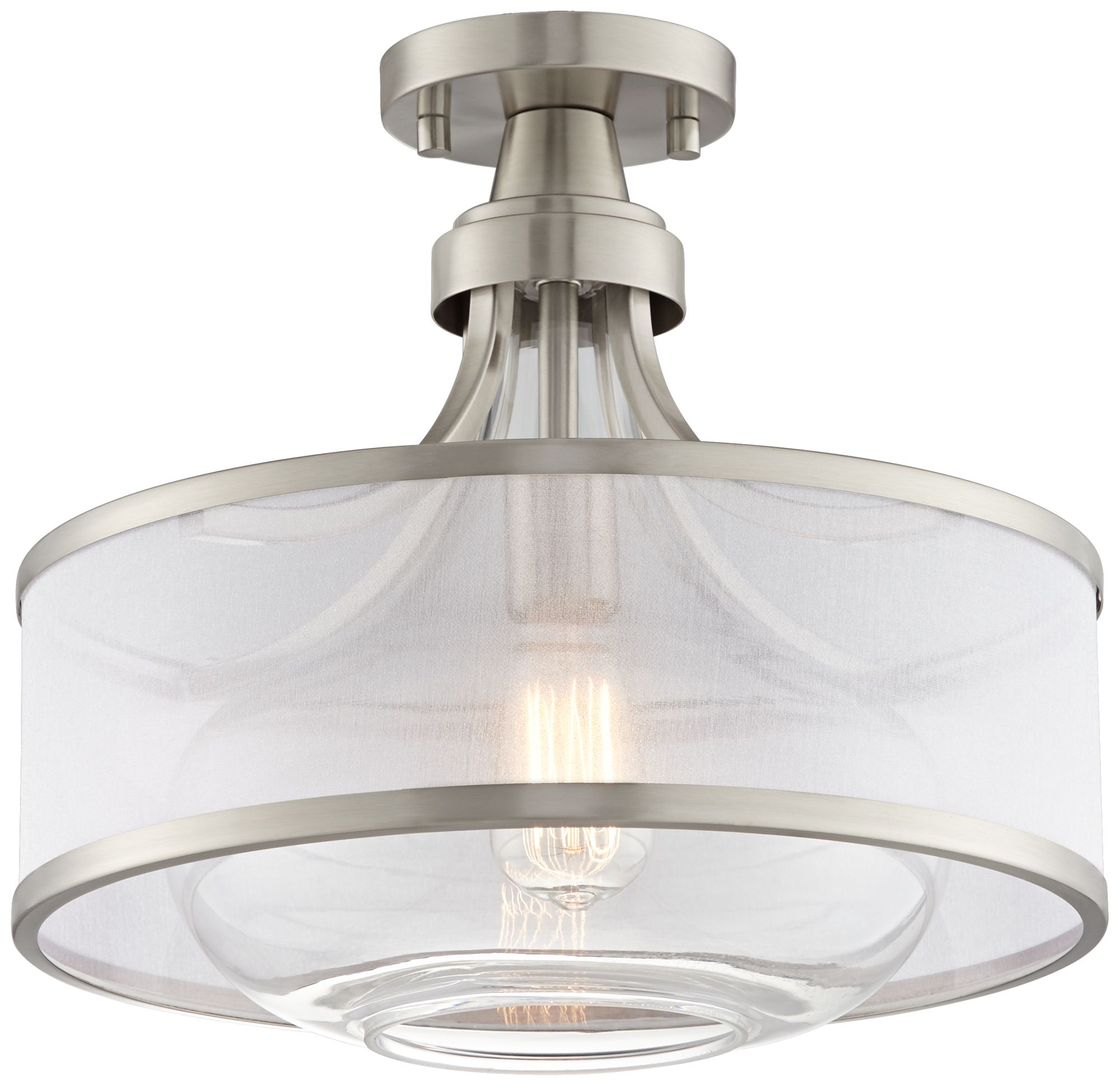 Possini Euro Layne 15" Wide Brushed Nickel Ceiling Light 46J70