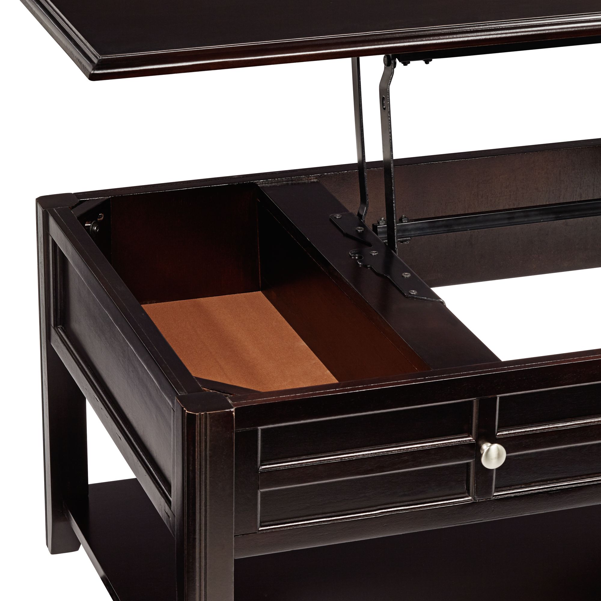 Espresso Lift Top Coffee Table Carrier 50" Wide Espresso LiftTop Storage Coffee Table 46M82