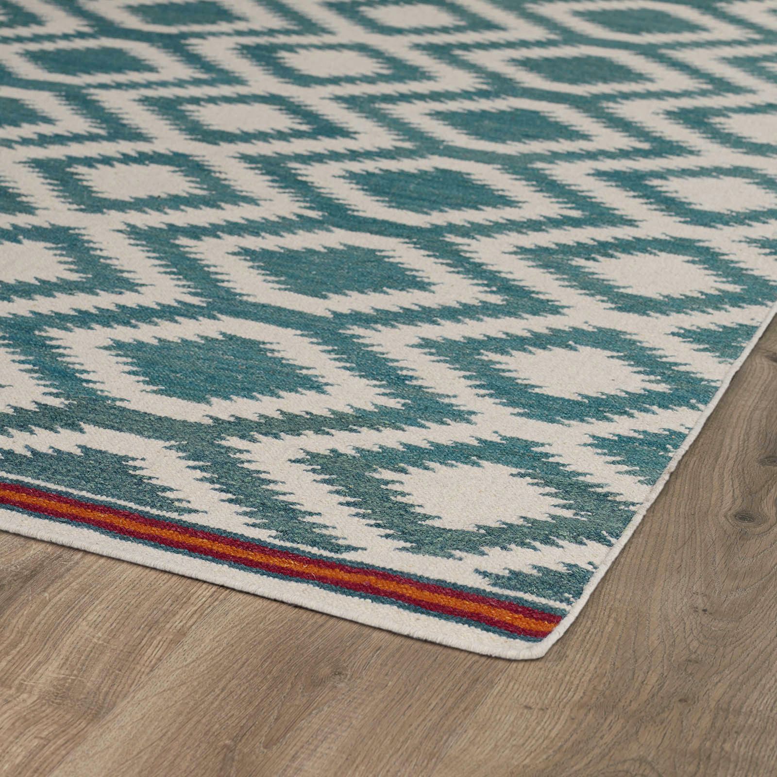 Kaleen Nomad NOM0478 Turquoise Wool Area Rug 4T932 Lamps Plus