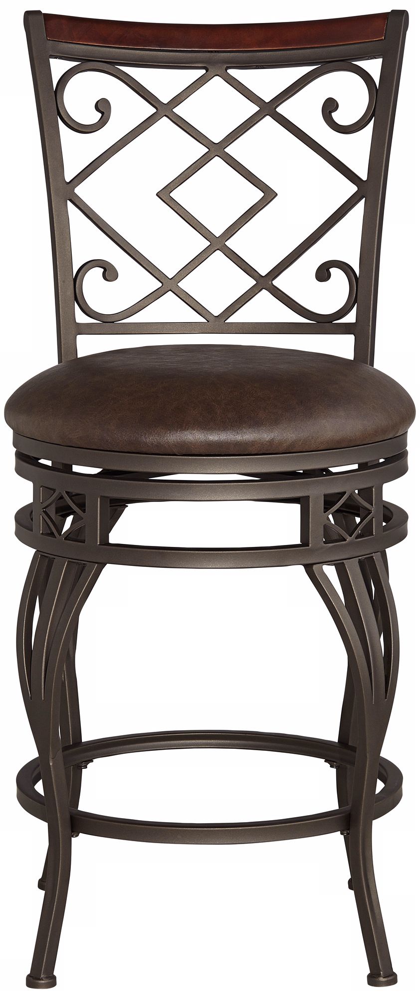 Hartley 25" Wood and Bronze Metal Swivel Counter Stool 4V935 Lamps