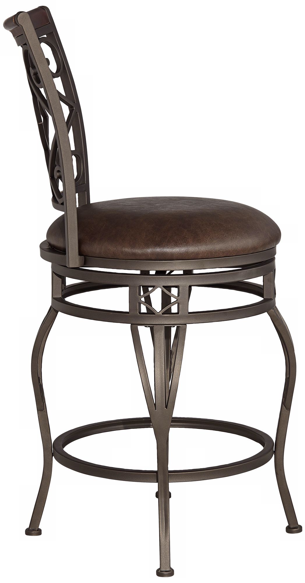 Hartley 25" Wood and Bronze Metal Swivel Counter Stool 4V935 Lamps