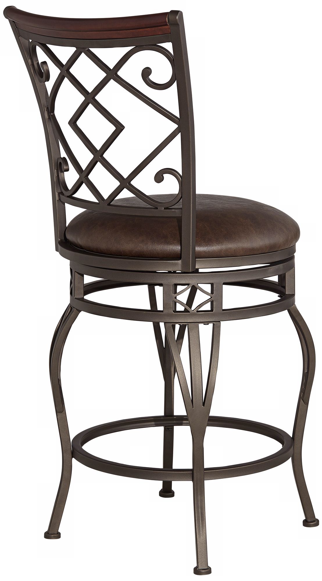 Hartley 25" Wood and Bronze Metal Swivel Counter Stool 4V935 Lamps