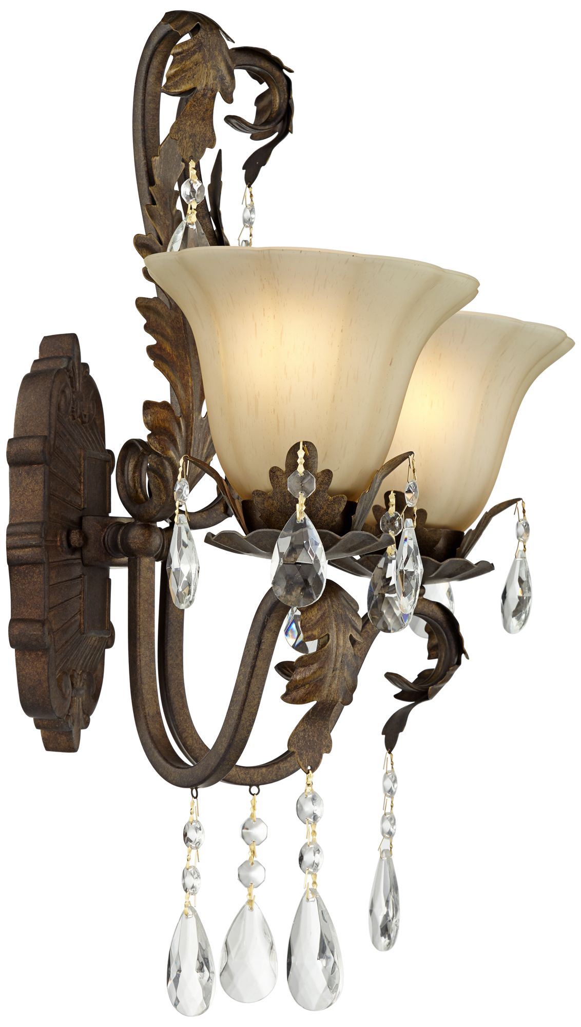 Iron Leaf 15 1/2" Wide Bronze and Crystal Wall Sconce 50921 Lamps Plus