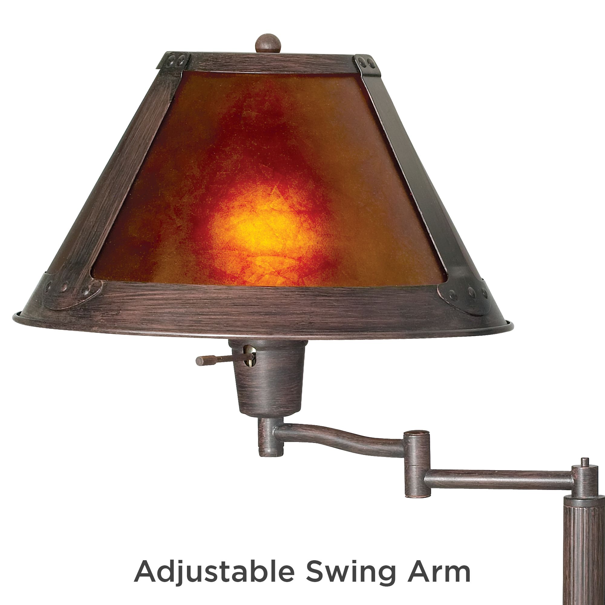 Mission Bronze 18" High Mica Shade Swing Arm Table Lamp 52401