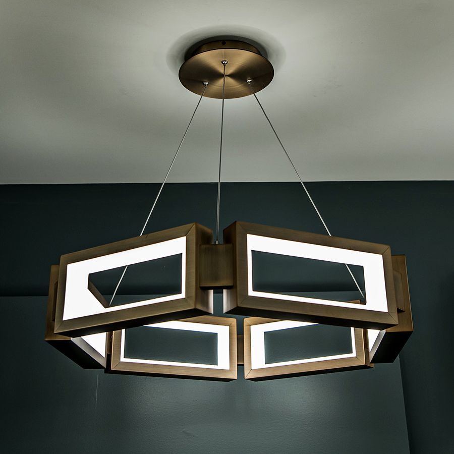 Modern Forms Mies 29"W Aged Brass 6Light LED Chandelier 55N43