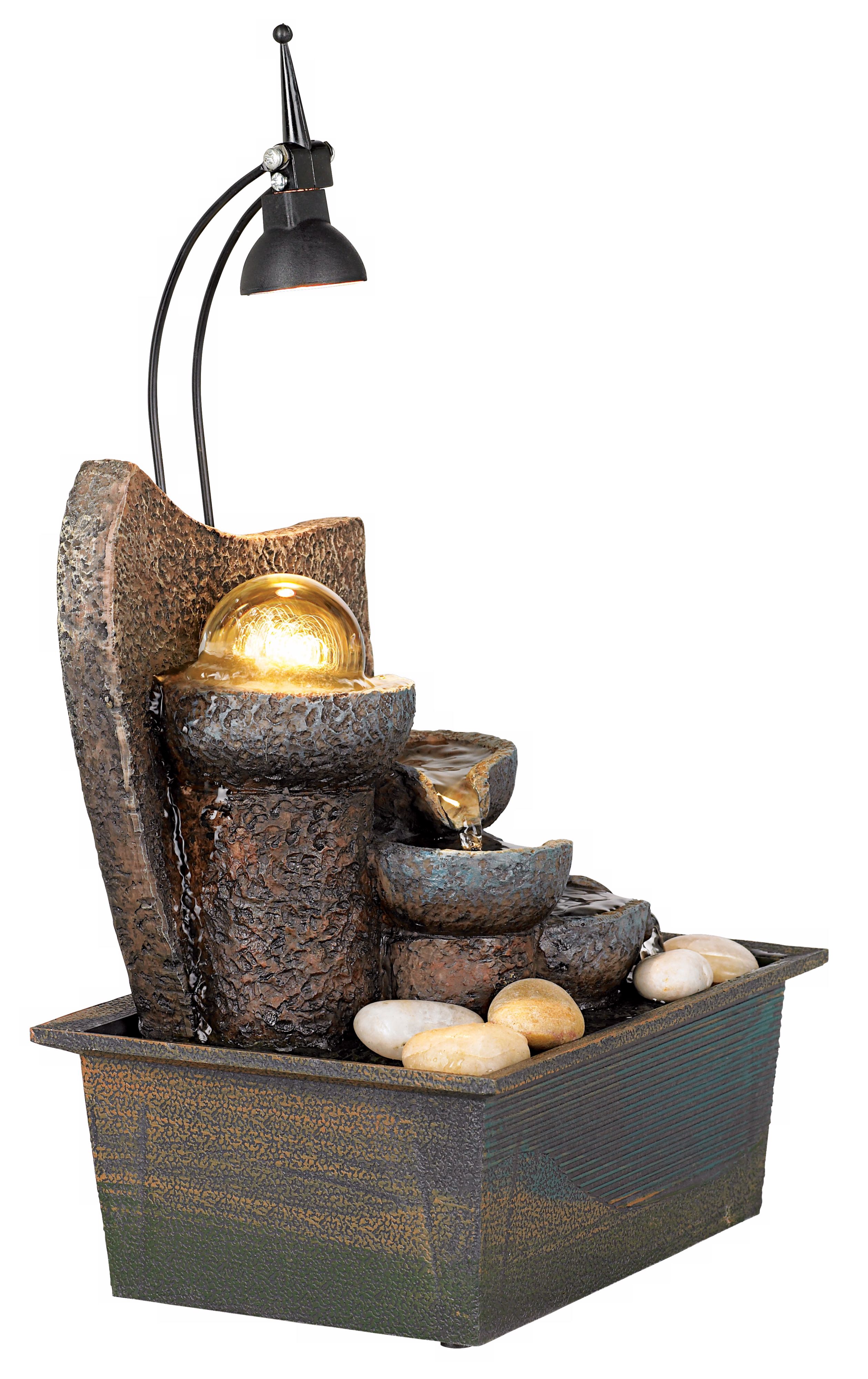 Faux Stone 10" High LED Table Fountain with Crystal Accent 56847